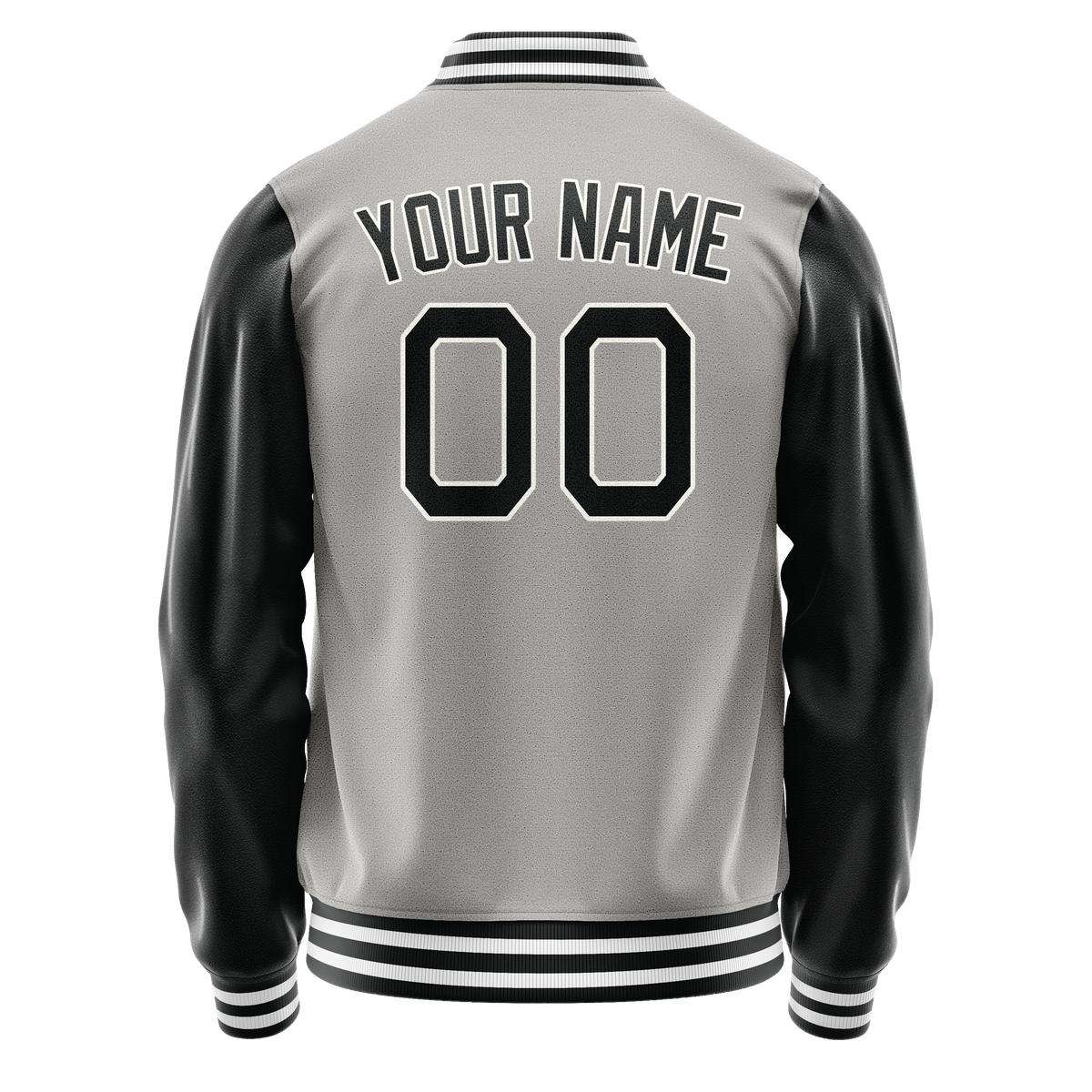 Custom Gray Black Solid Color Varsity Letterman Jacket JA02240617YH157
