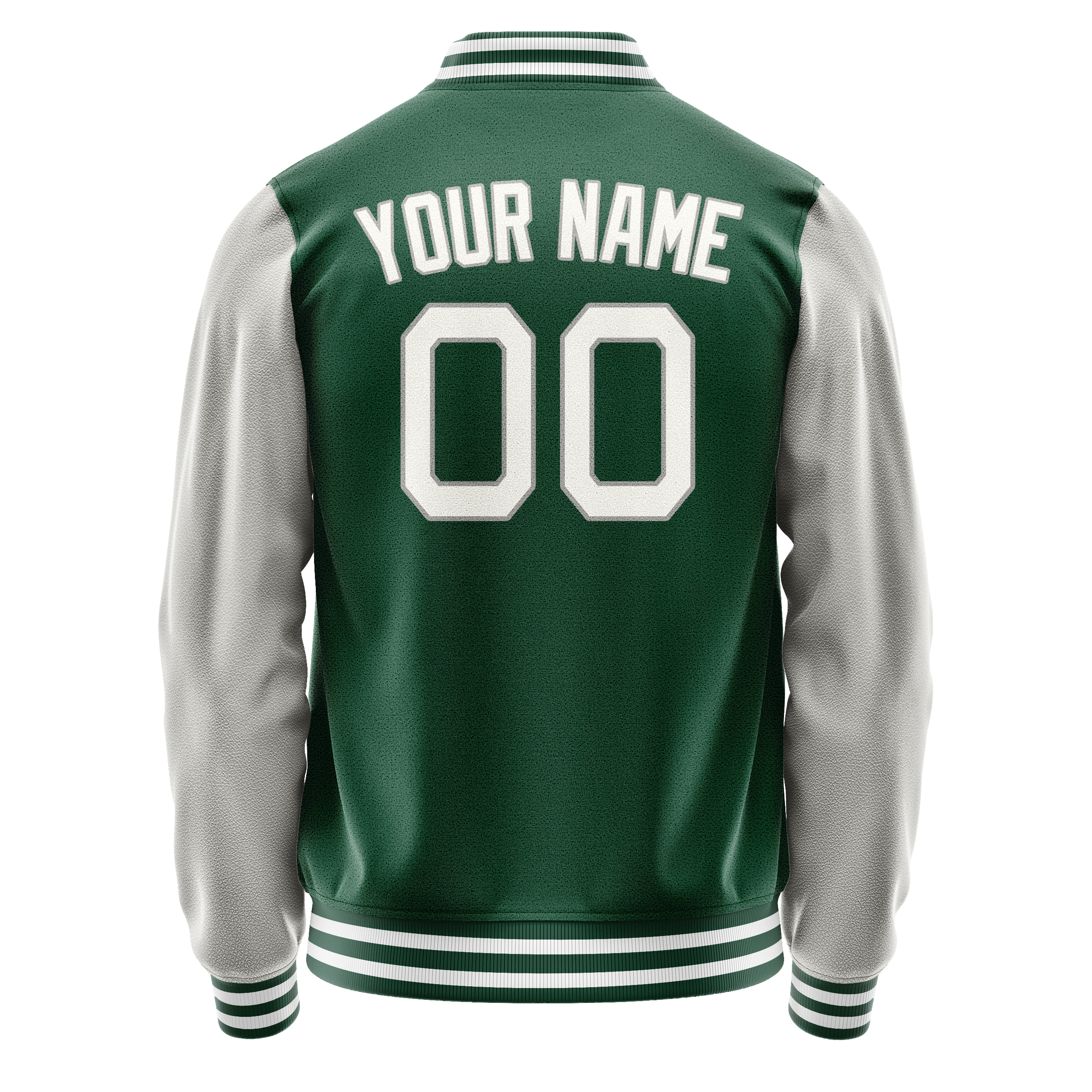 Custom Kelly-Green Gray Solid Color Varsity Letterman Jacket JA02240617ZF217