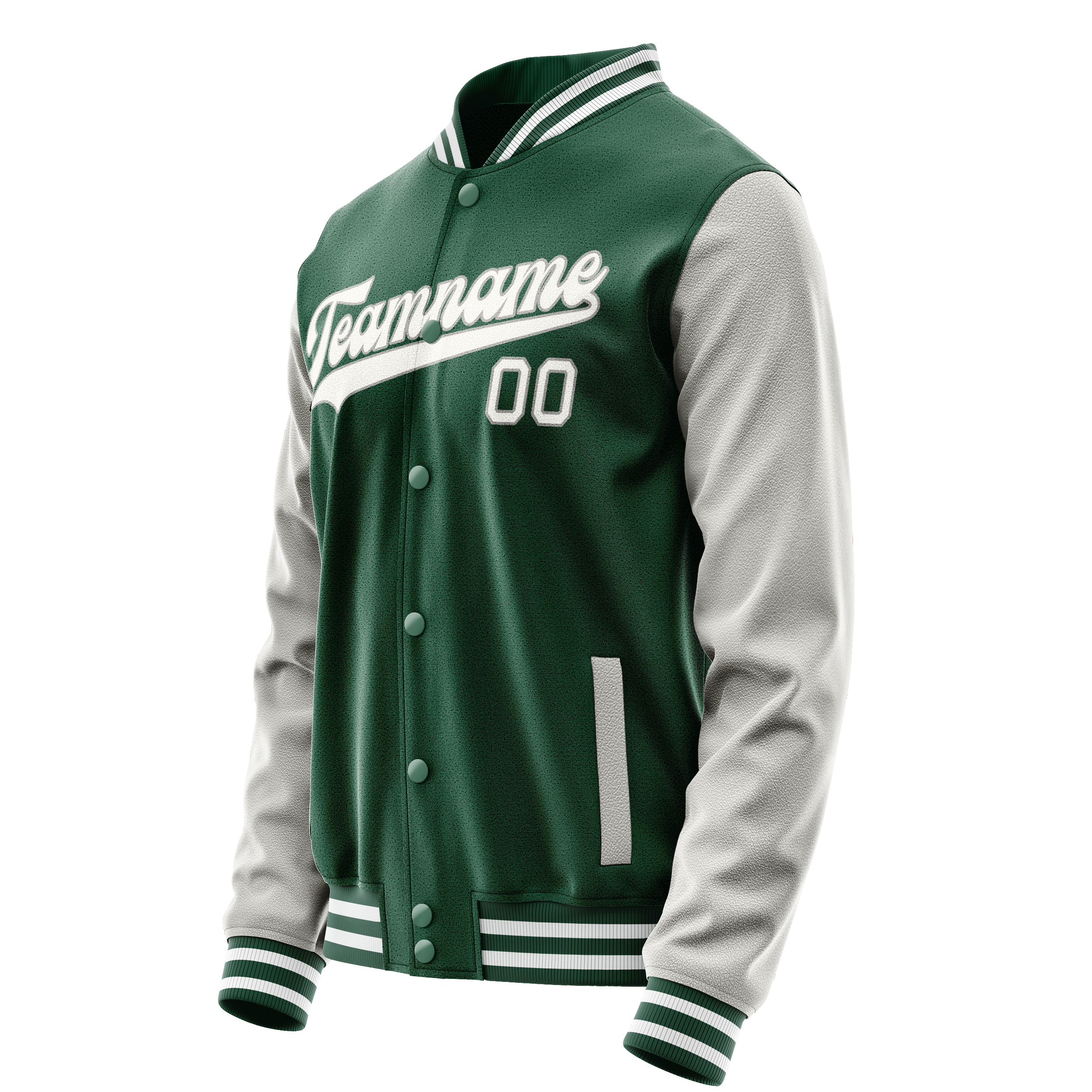 Custom Kelly-Green Gray Solid Color Varsity Letterman Jacket JA02240617ZF217