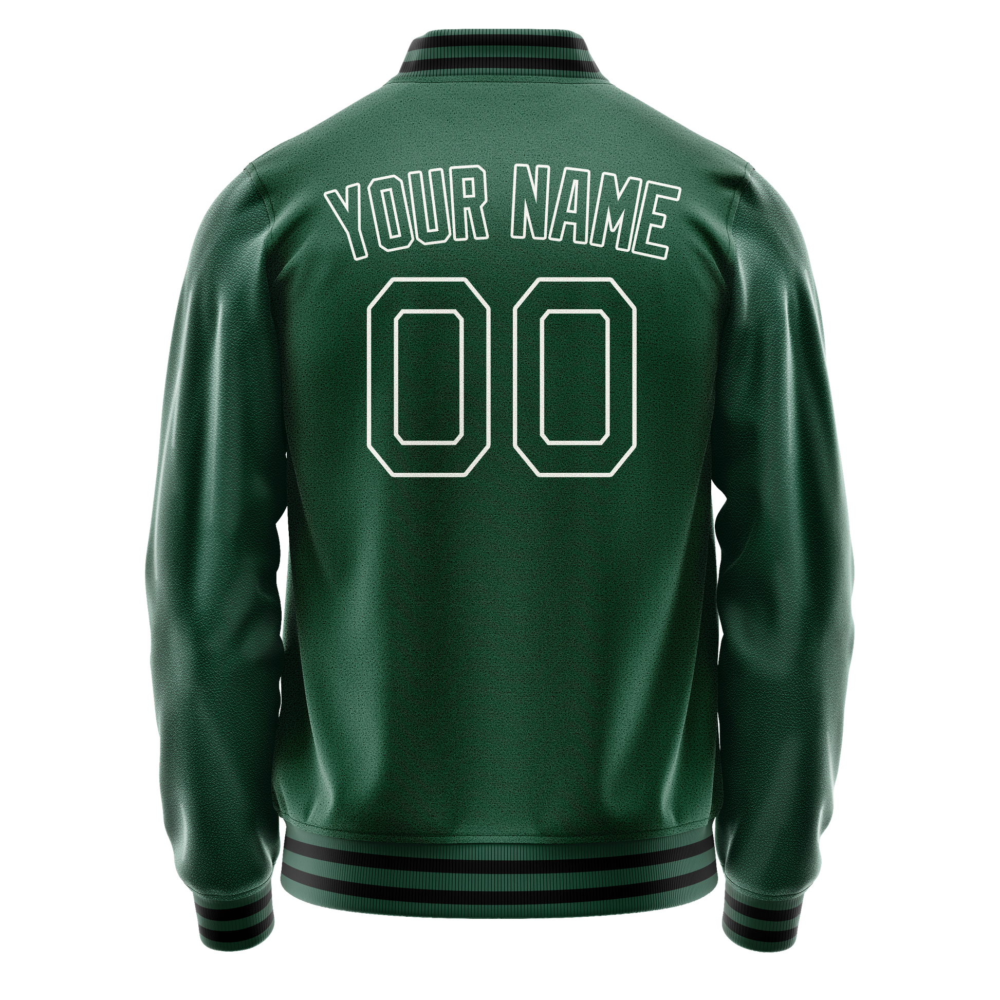 Custom Kelly-Green White Solid Color Varsity Letterman Jacket JA02240617ZF231