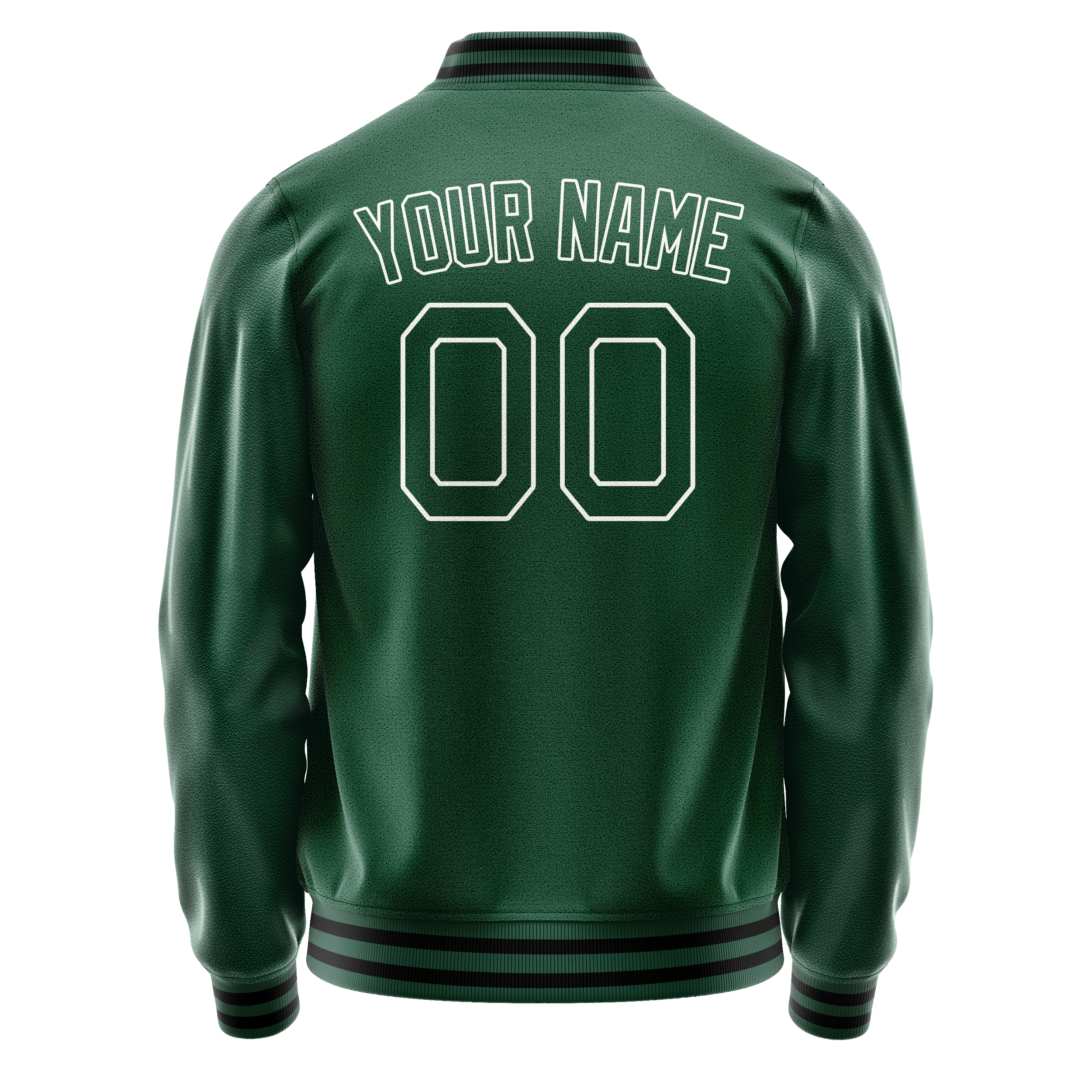Custom Kelly-Green White Solid Color Varsity Letterman Jacket JA02240617ZF231