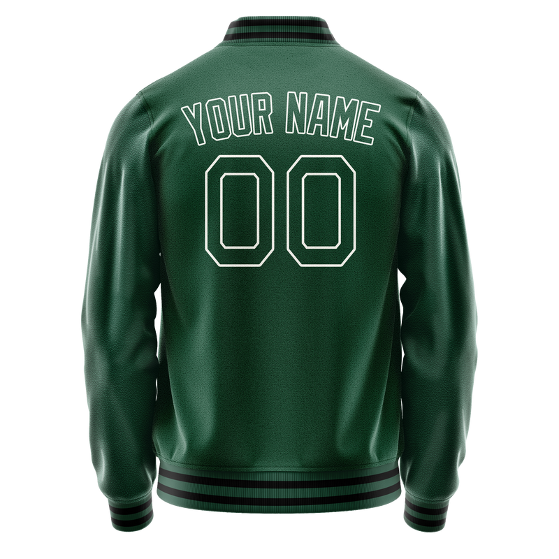 Custom Kelly-Green White Solid Color Varsity Letterman Jacket JA02240617ZF231