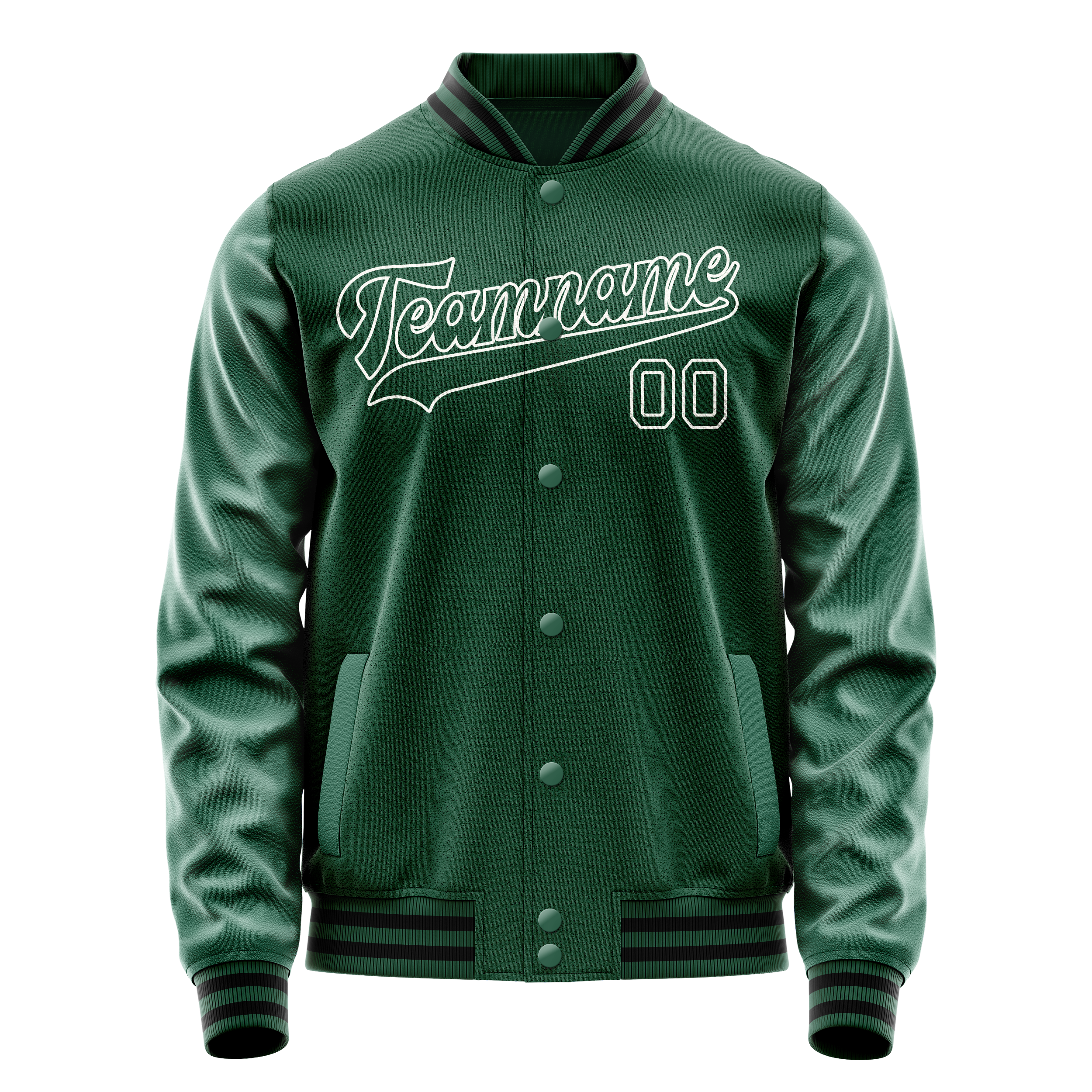 Custom Kelly-Green White Solid Color Varsity Letterman Jacket JA02240617ZF231