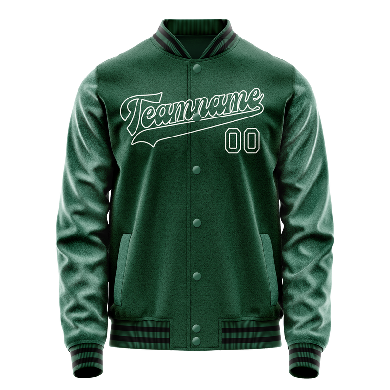 Custom Kelly-Green White Solid Color Varsity Letterman Jacket JA02240617ZF231