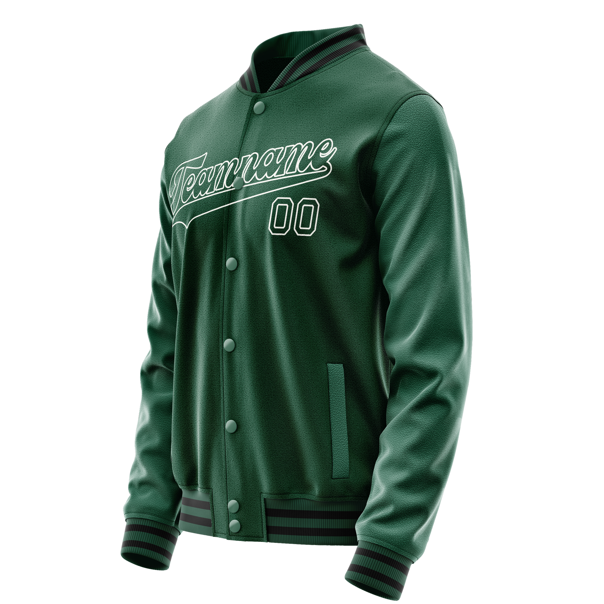 Custom Kelly-Green White Solid Color Varsity Letterman Jacket JA02240617ZF231