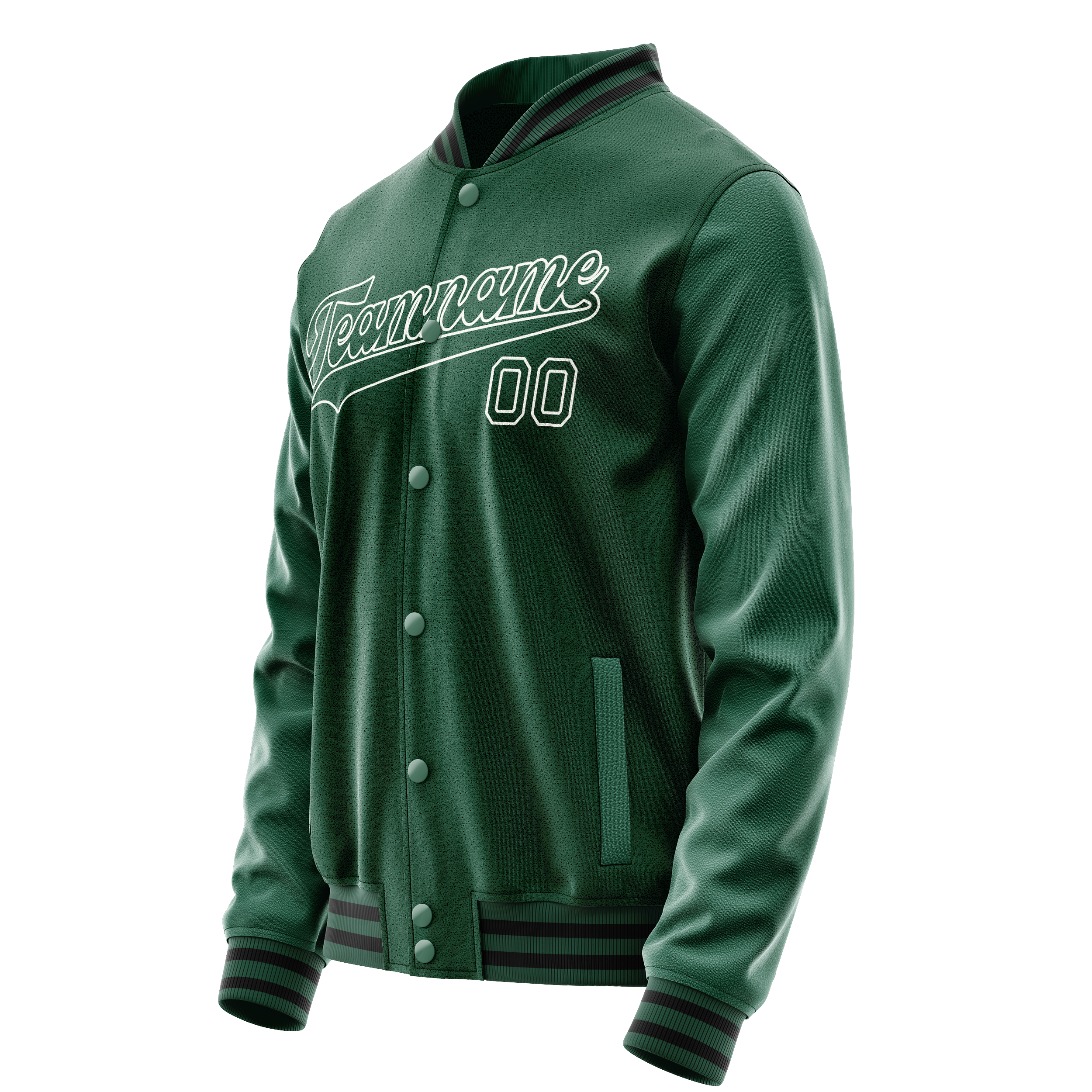Custom Kelly-Green White Solid Color Varsity Letterman Jacket JA02240617ZF231
