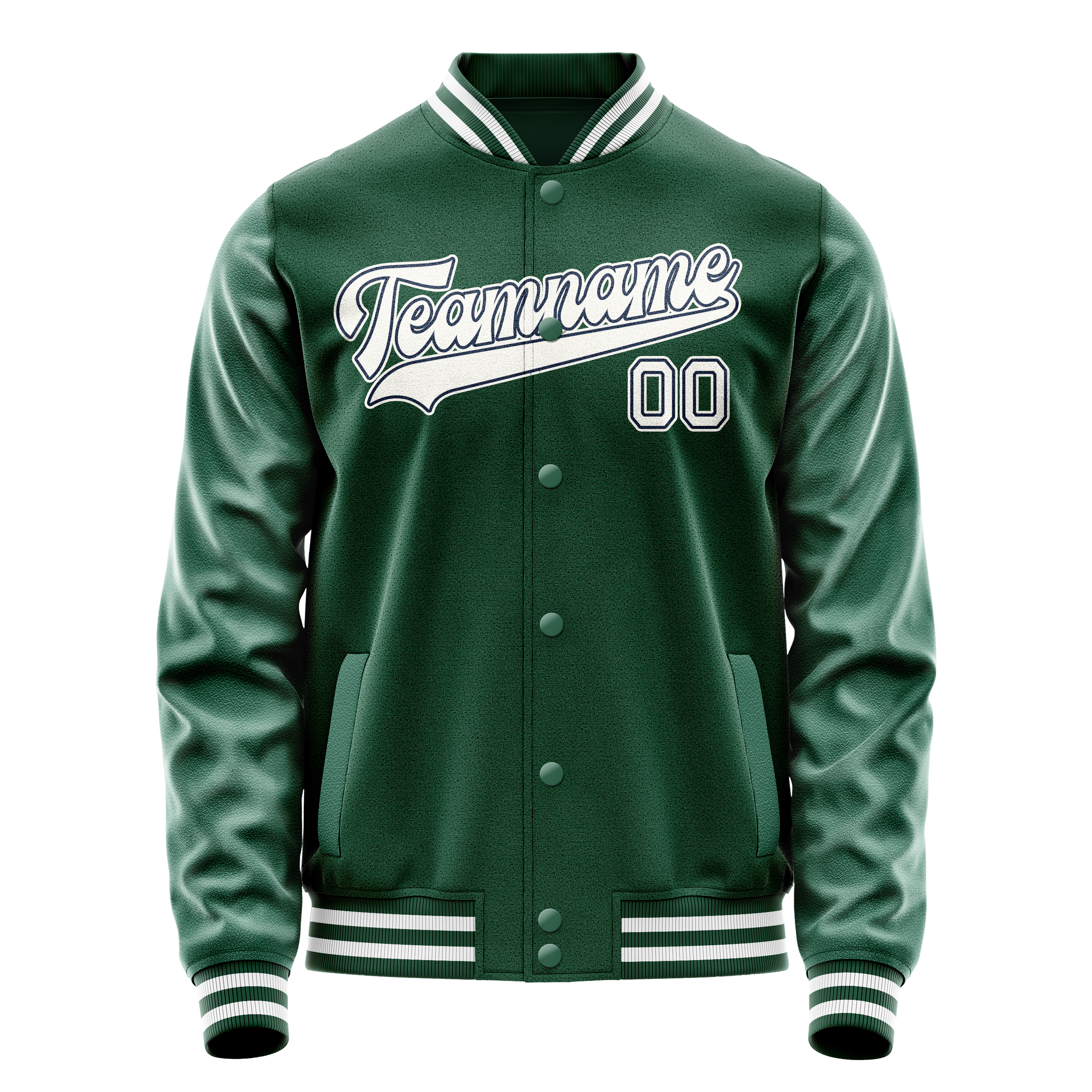 Custom Kelly-Green White Solid Color Varsity Letterman Jacket JA02240617ZF224