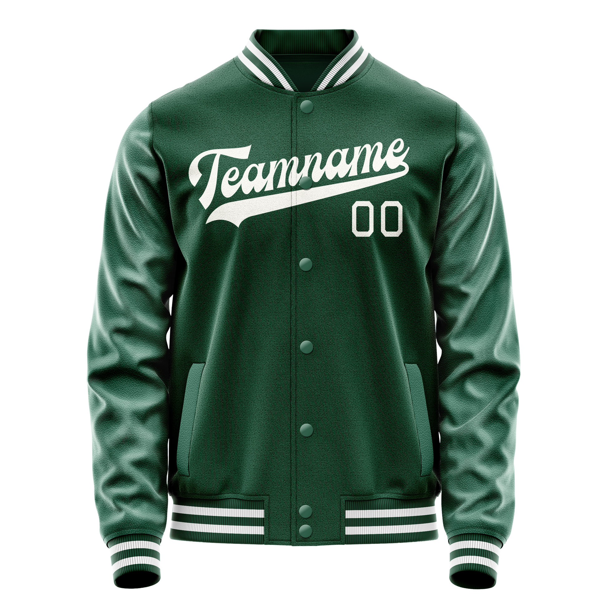 Custom Kelly-Green Gray Solid Color Varsity Letterman Jacket JA02240617ZF235