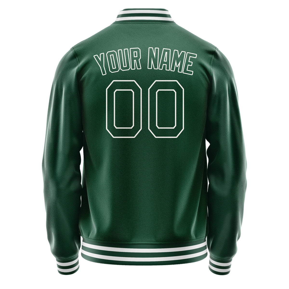 Custom Kelly-Green White Solid Color Varsity Letterman Jacket JA02240617ZF218