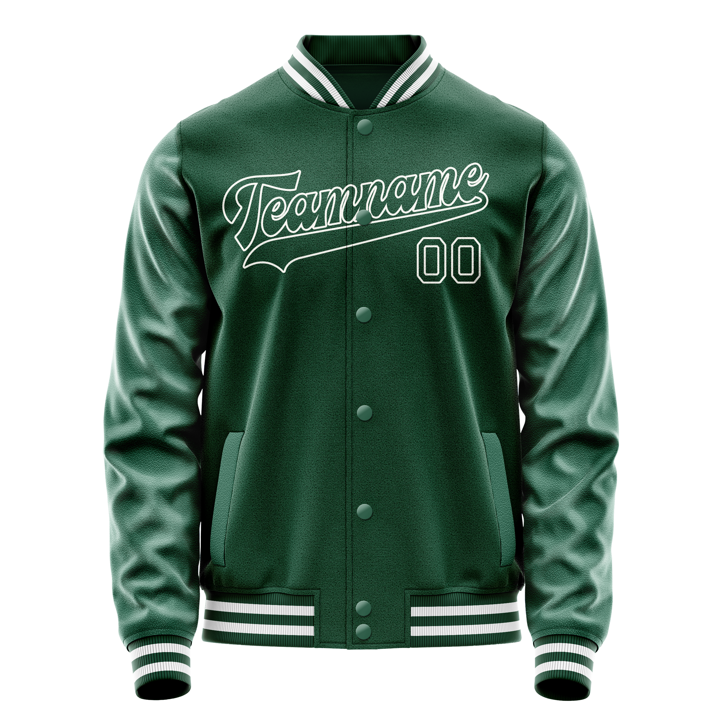 Custom Kelly-Green White Solid Color Varsity Letterman Jacket JA02240617ZF218