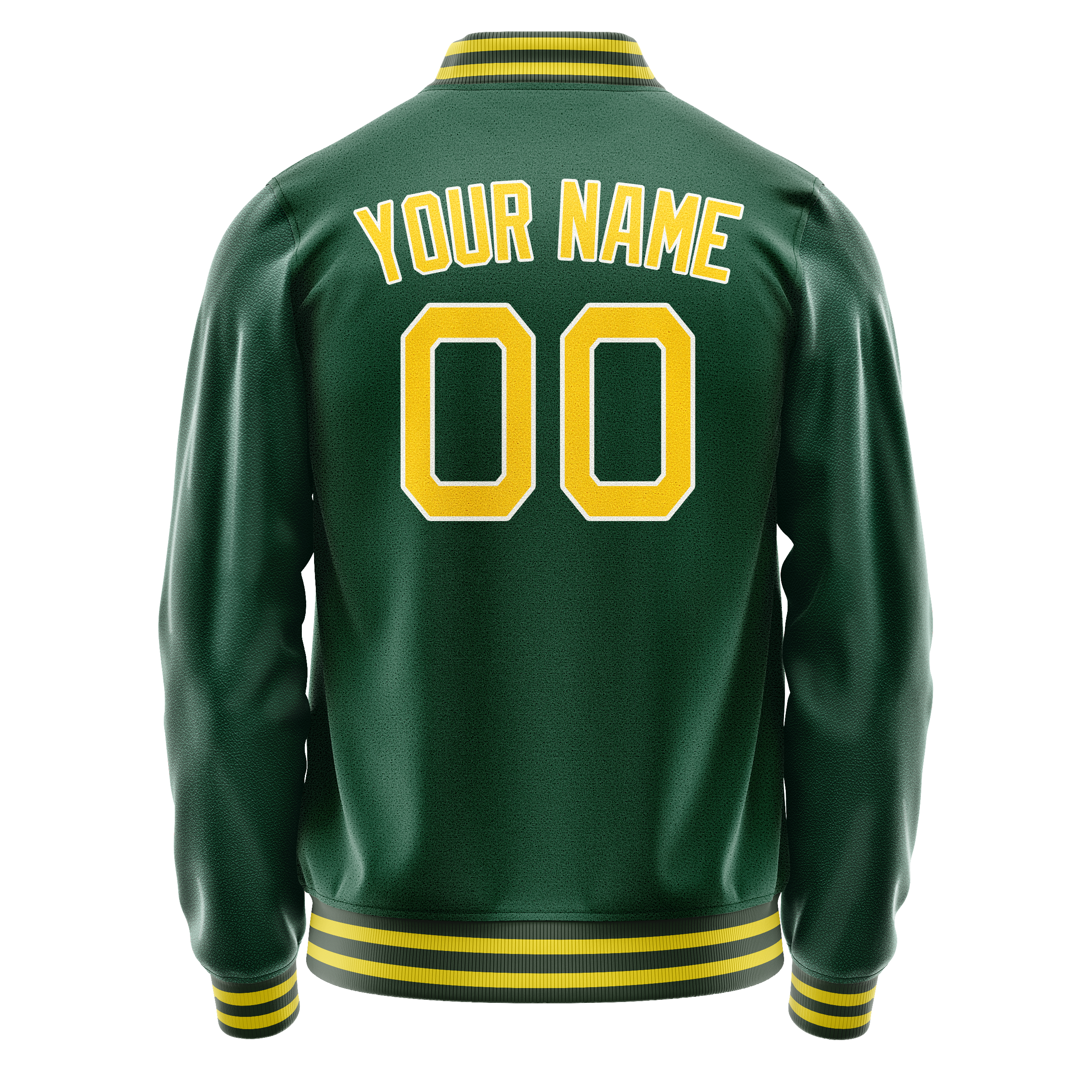 Custom Kelly-Green Gold Solid Color Varsity Letterman Jacket JA02240617ZF230