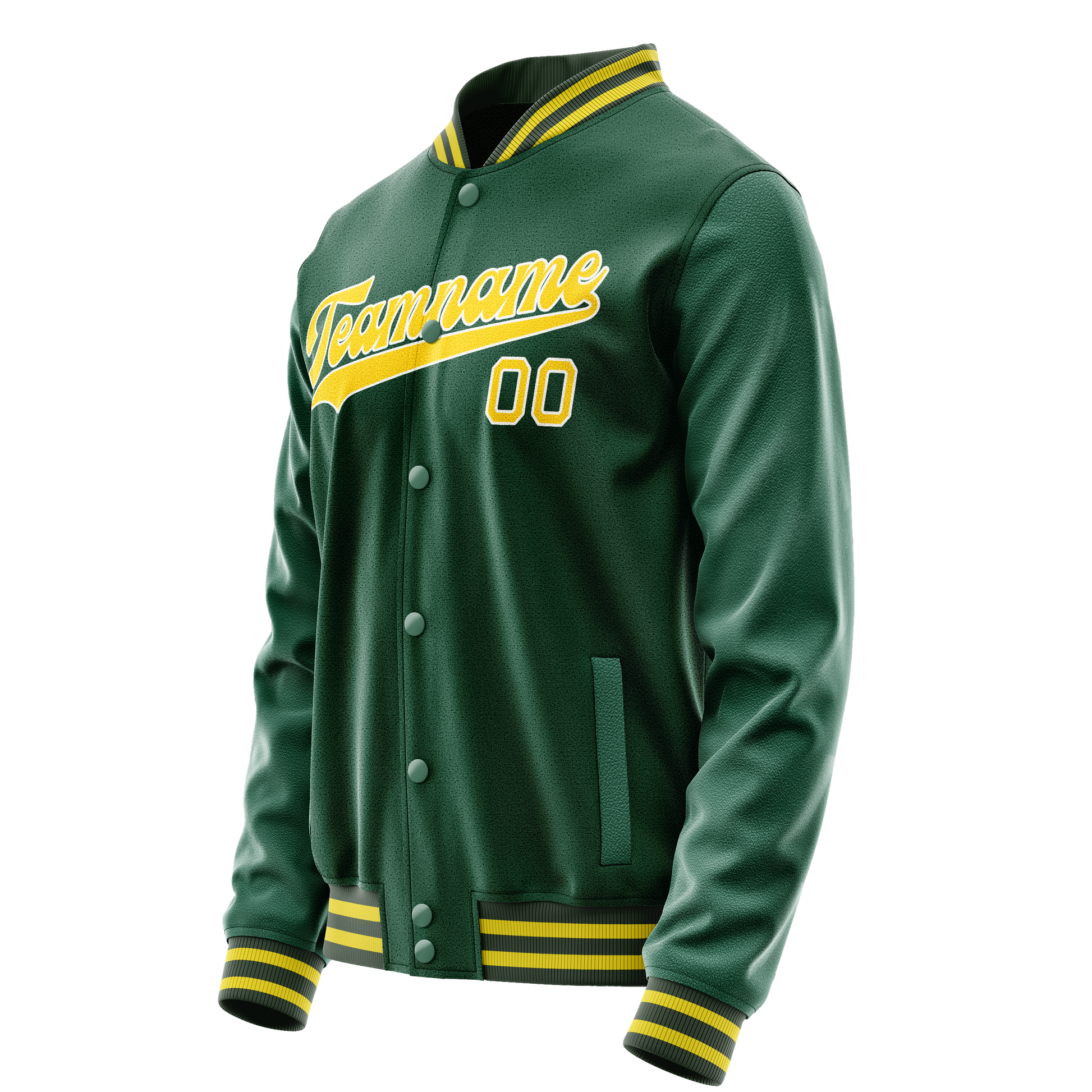 Custom Kelly-Green Gold Solid Color Varsity Letterman Jacket JA02240617ZF230