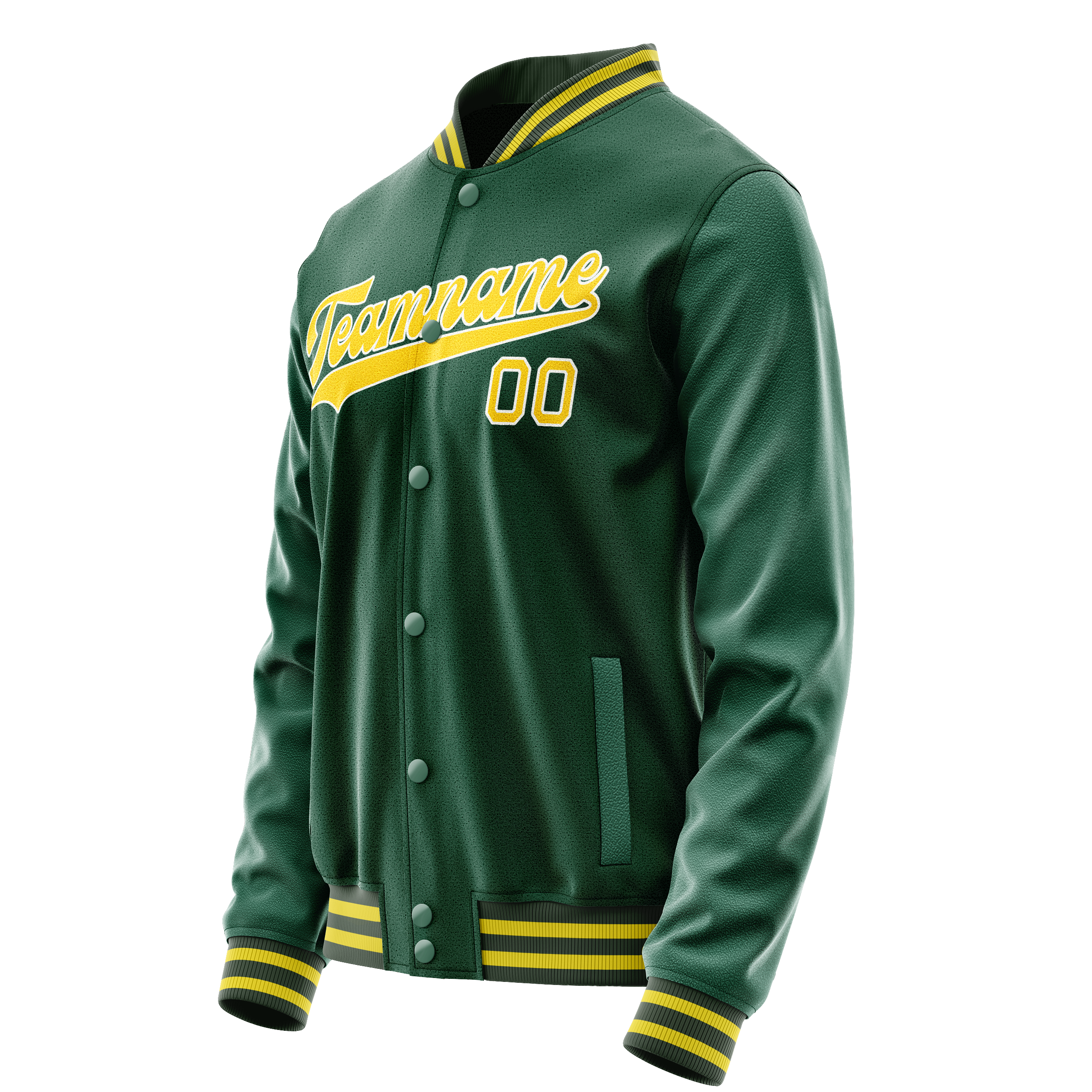 Custom Kelly-Green Gold Solid Color Varsity Letterman Jacket JA02240617ZF230