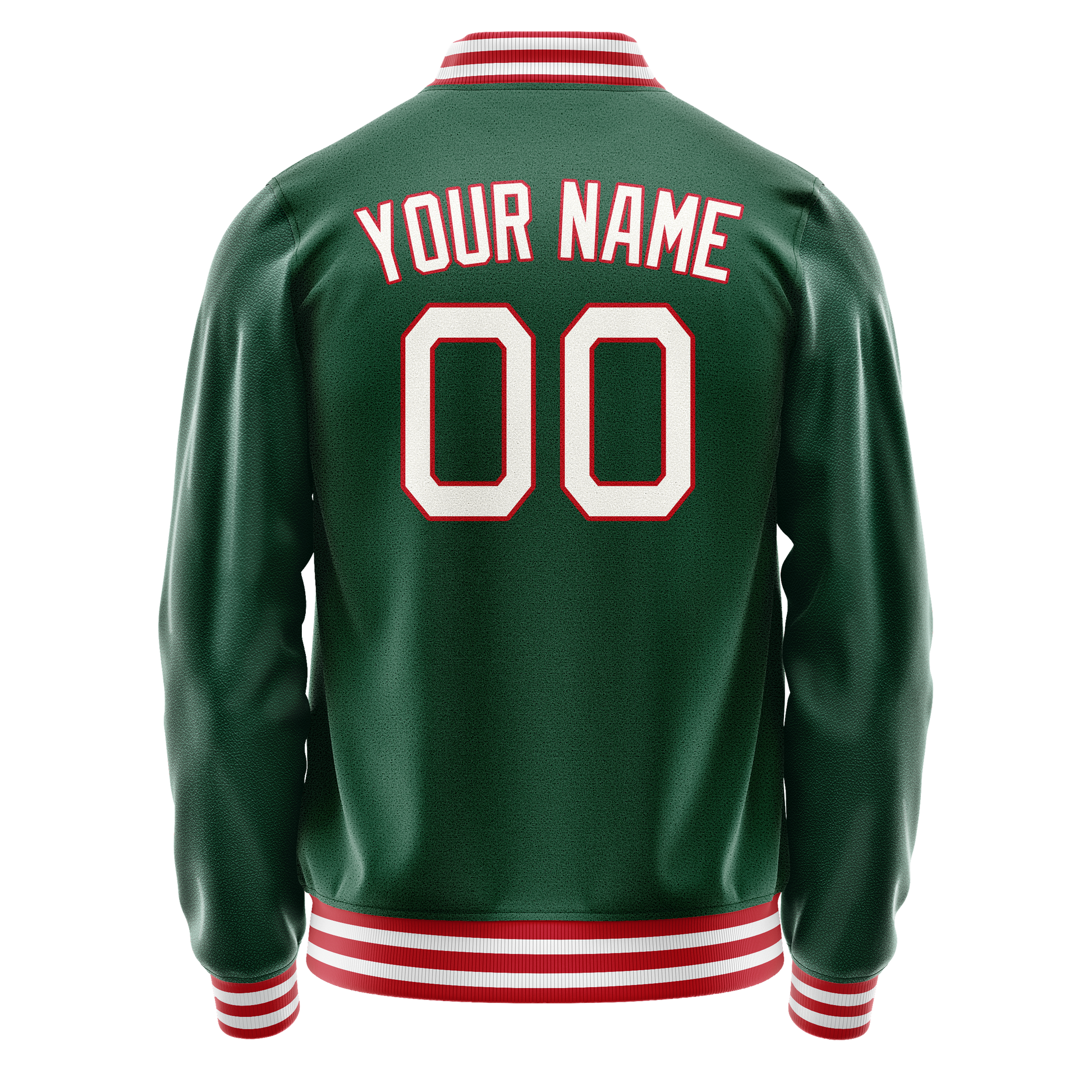 Custom Kelly-Green White Solid Color Varsity Letterman Jacket JA02240617ZF221