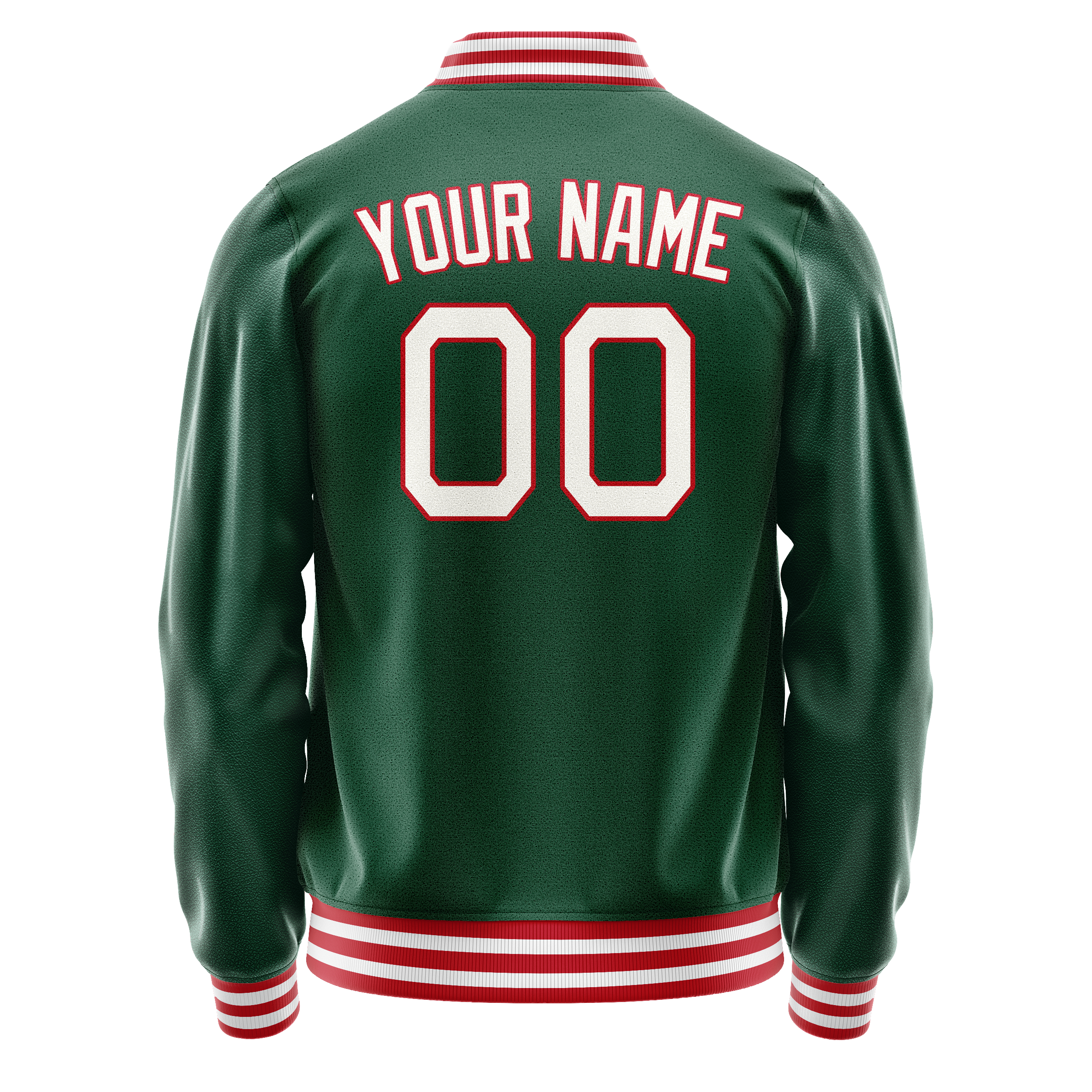 Custom Kelly-Green White Solid Color Varsity Letterman Jacket JA02240617ZF221