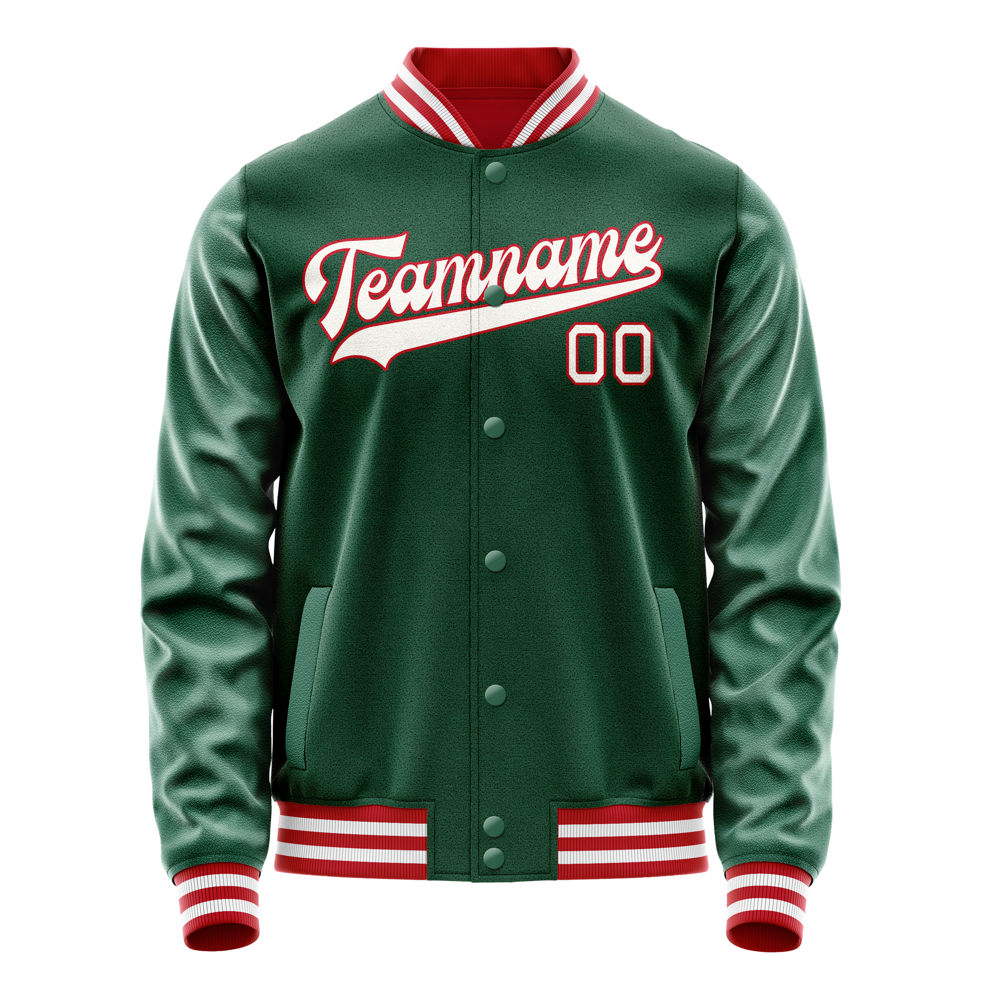 Custom Kelly-Green White Solid Color Varsity Letterman Jacket JA02240617ZF221