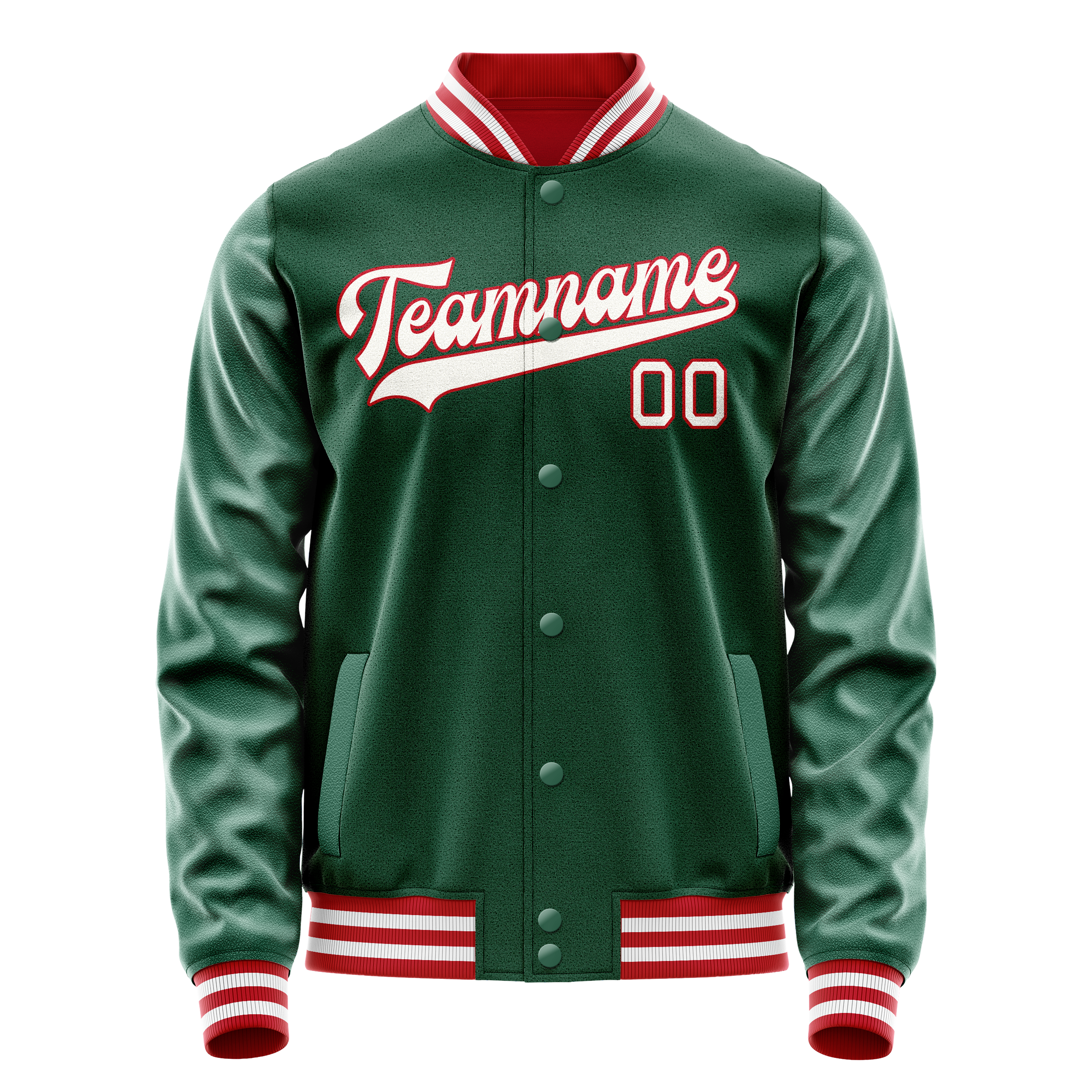 Custom Kelly-Green White Solid Color Varsity Letterman Jacket JA02240617ZF221