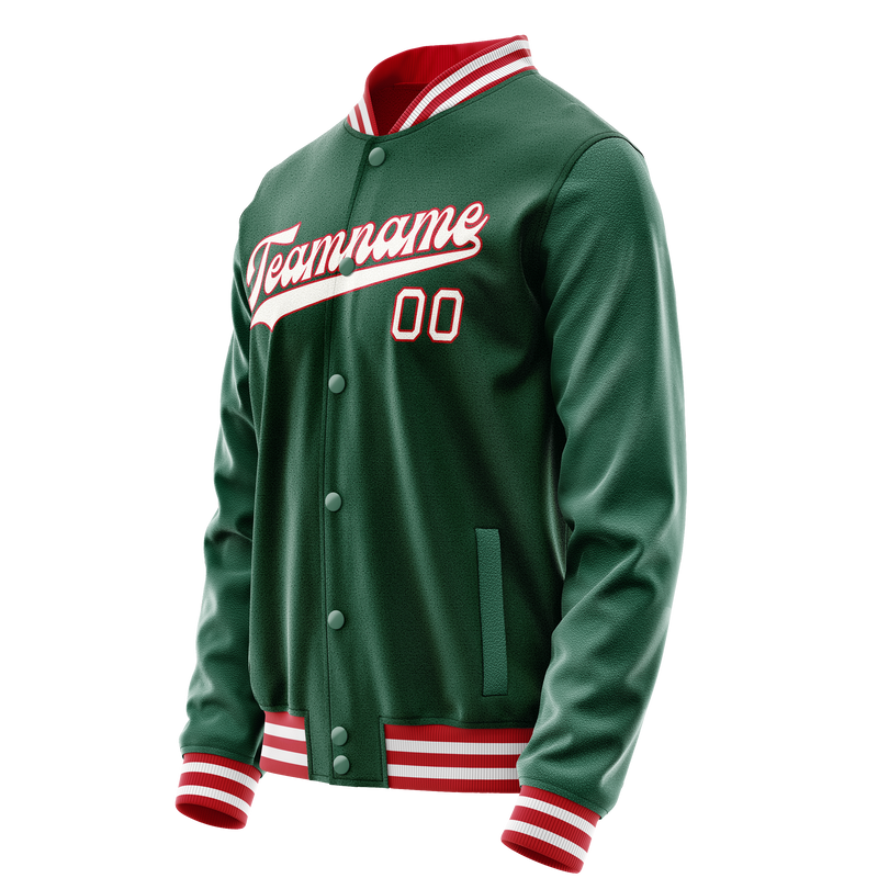 Custom Kelly-Green White Solid Color Varsity Letterman Jacket JA02240617ZF221
