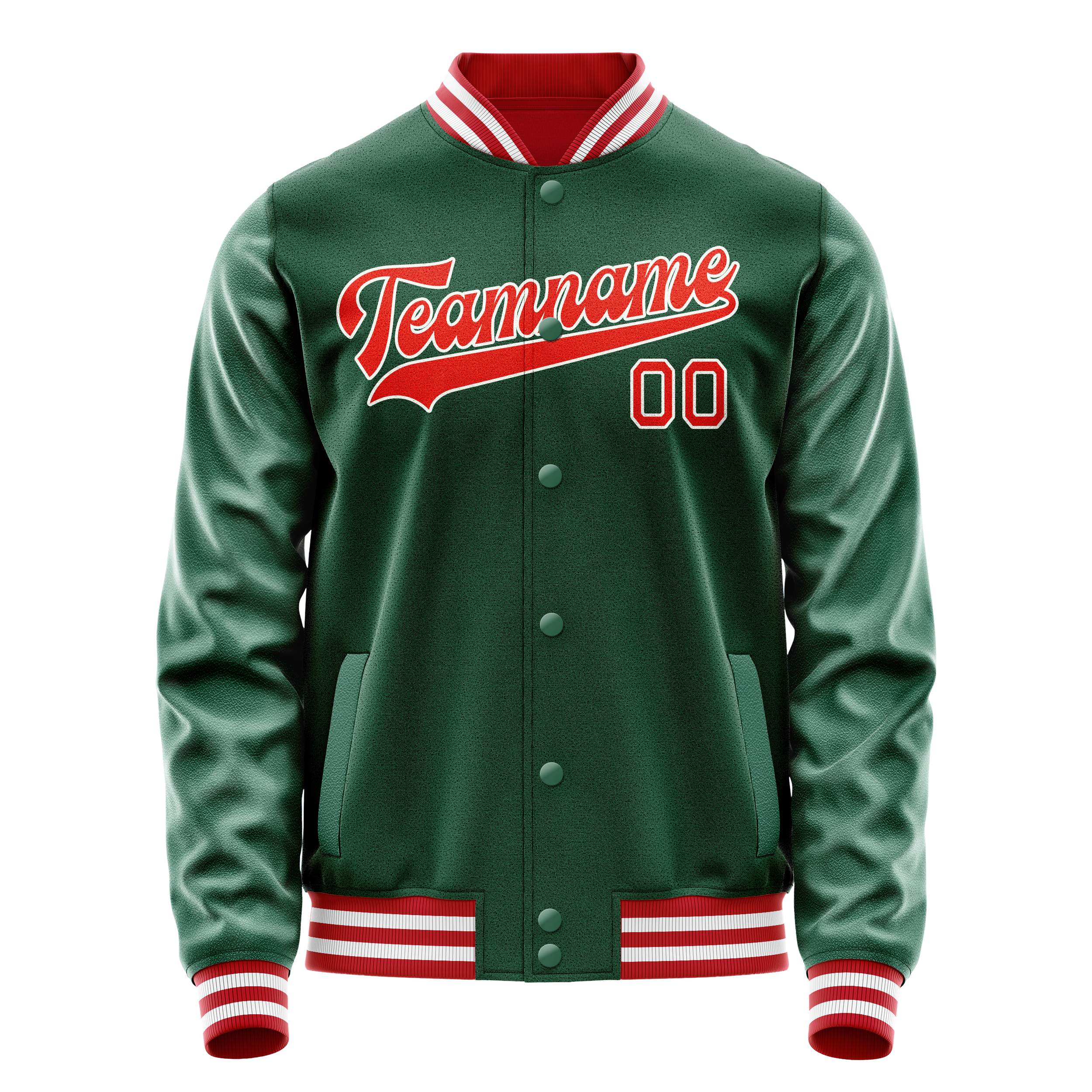 Custom Kelly-Green Orange Solid Color Varsity Letterman Jacket JA02240617ZF215