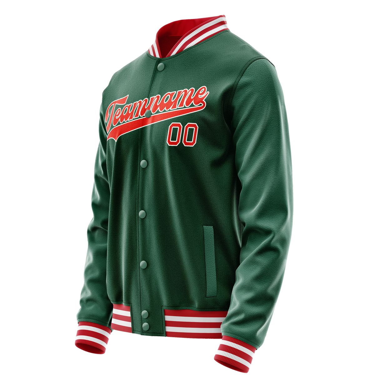 Custom Kelly-Green Orange Solid Color Varsity Letterman Jacket JA02240617ZF215