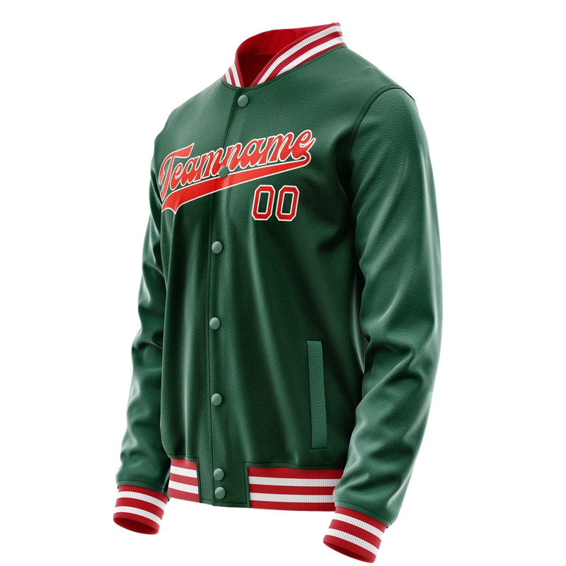 Custom Kelly-Green Orange Solid Color Varsity Letterman Jacket JA02240617ZF215