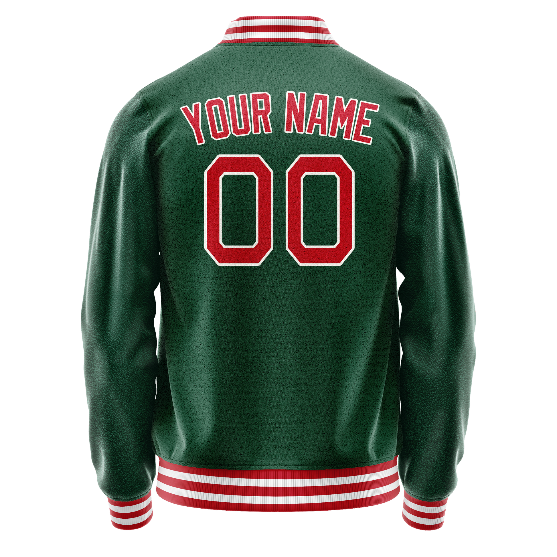 Custom Kelly-Green Red Solid Color Varsity Letterman Jacket JA02240617ZF228