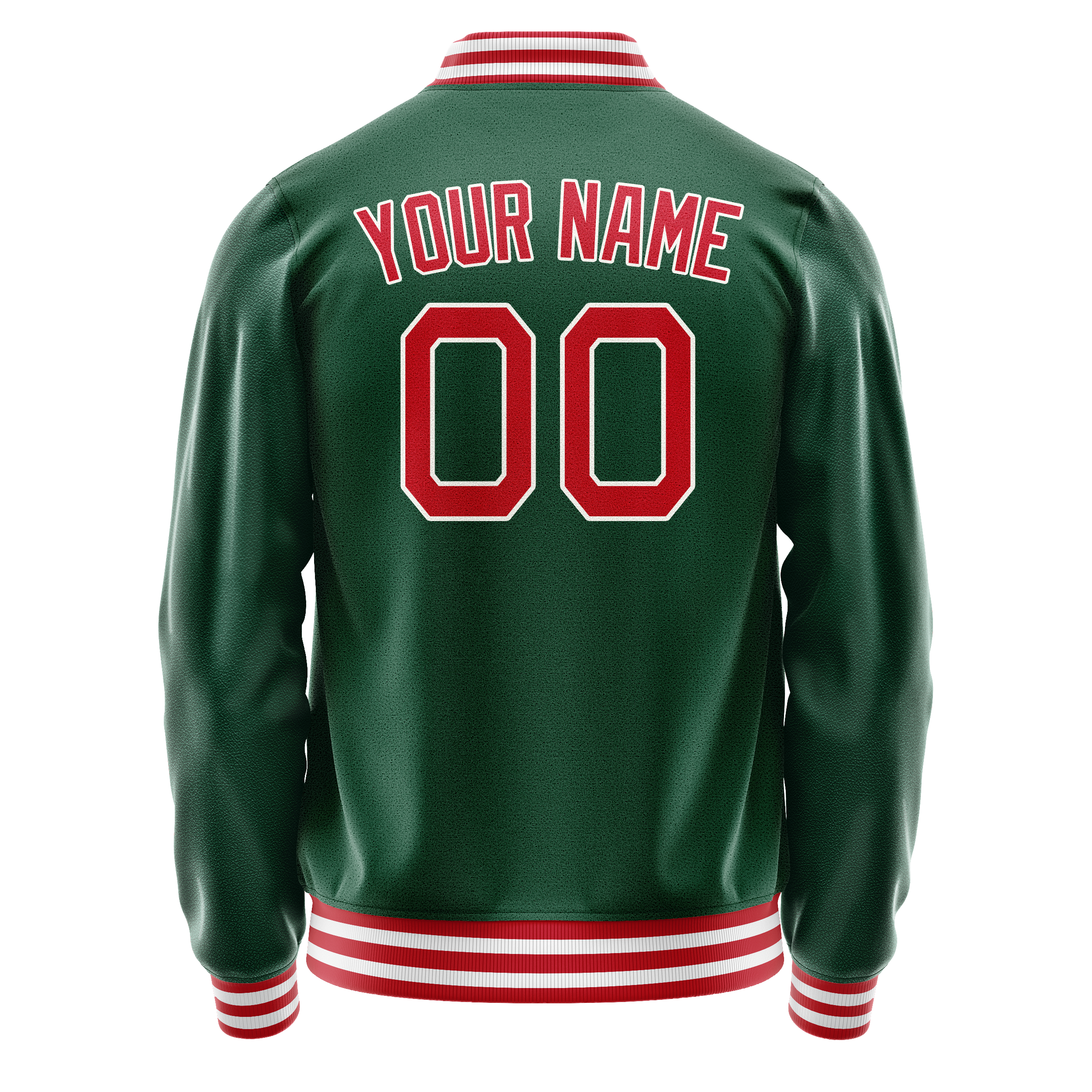 Custom Kelly-Green Red Solid Color Varsity Letterman Jacket JA02240617ZF228