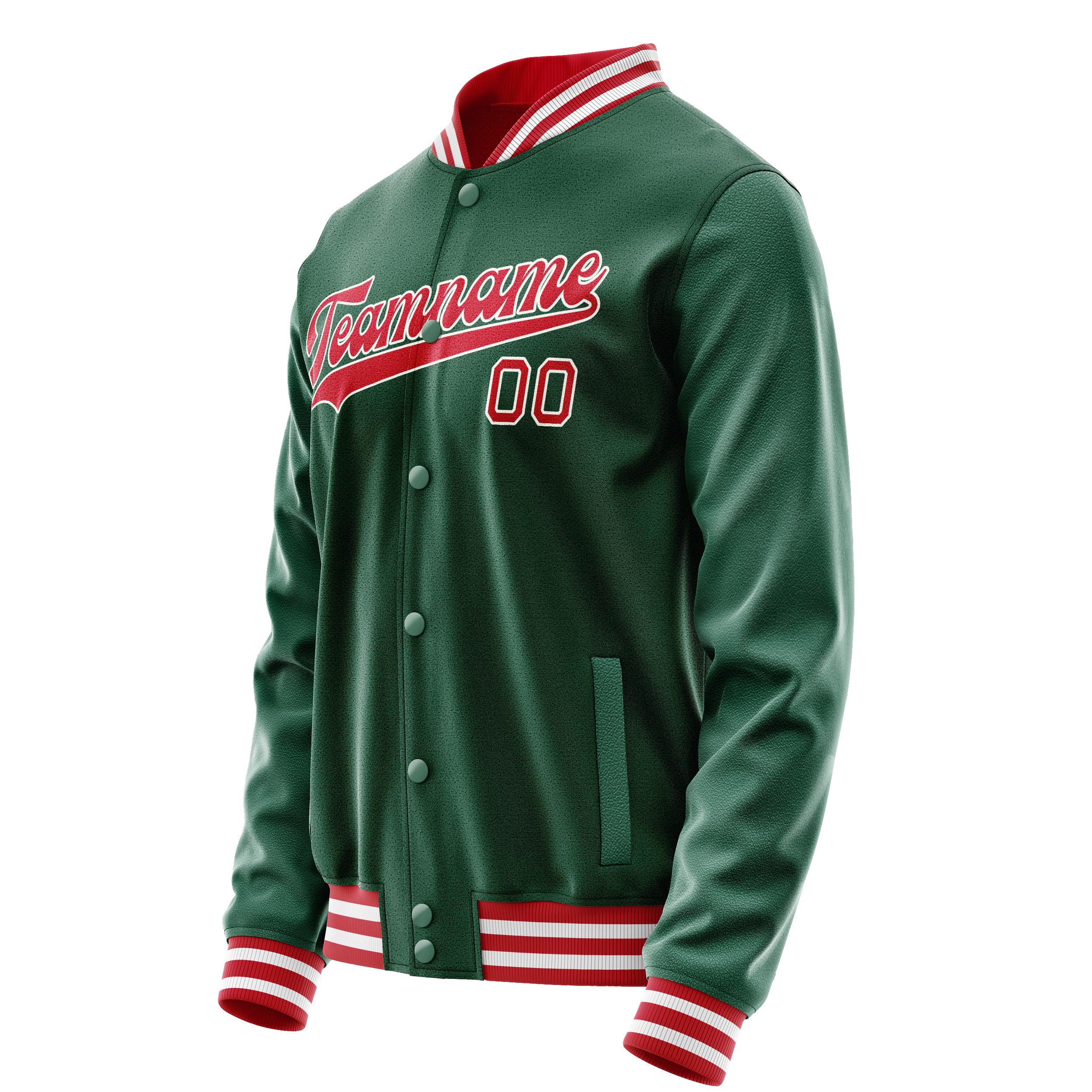 Custom Kelly-Green Red Solid Color Varsity Letterman Jacket JA02240617ZF228
