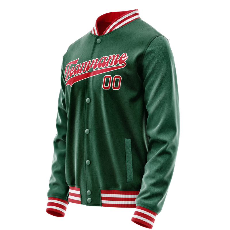 Custom Kelly-Green Red Solid Color Varsity Letterman Jacket JA02240617ZF228
