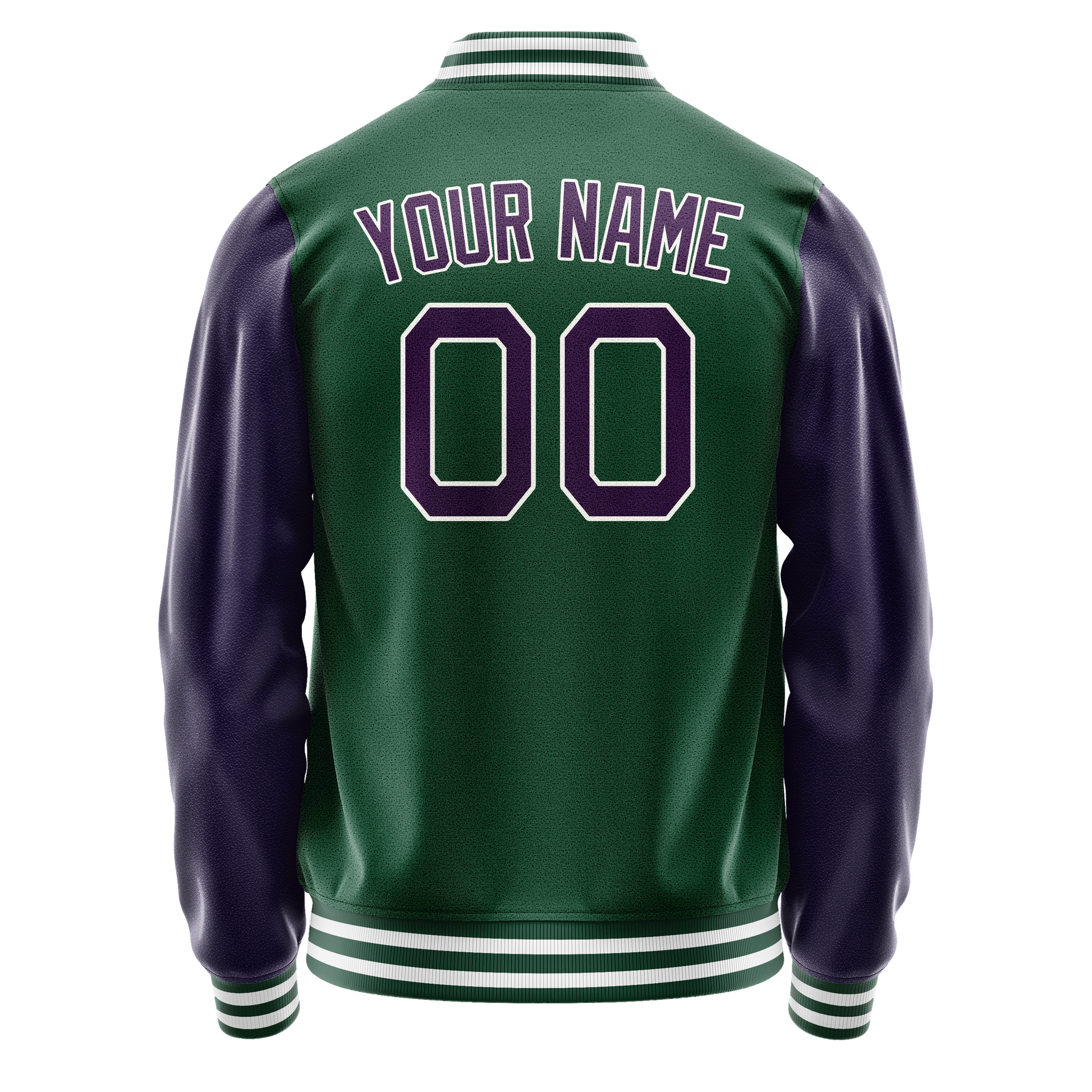 Custom Kelly-Green Purple Solid Color Varsity Letterman Jacket JA02240617ZF229