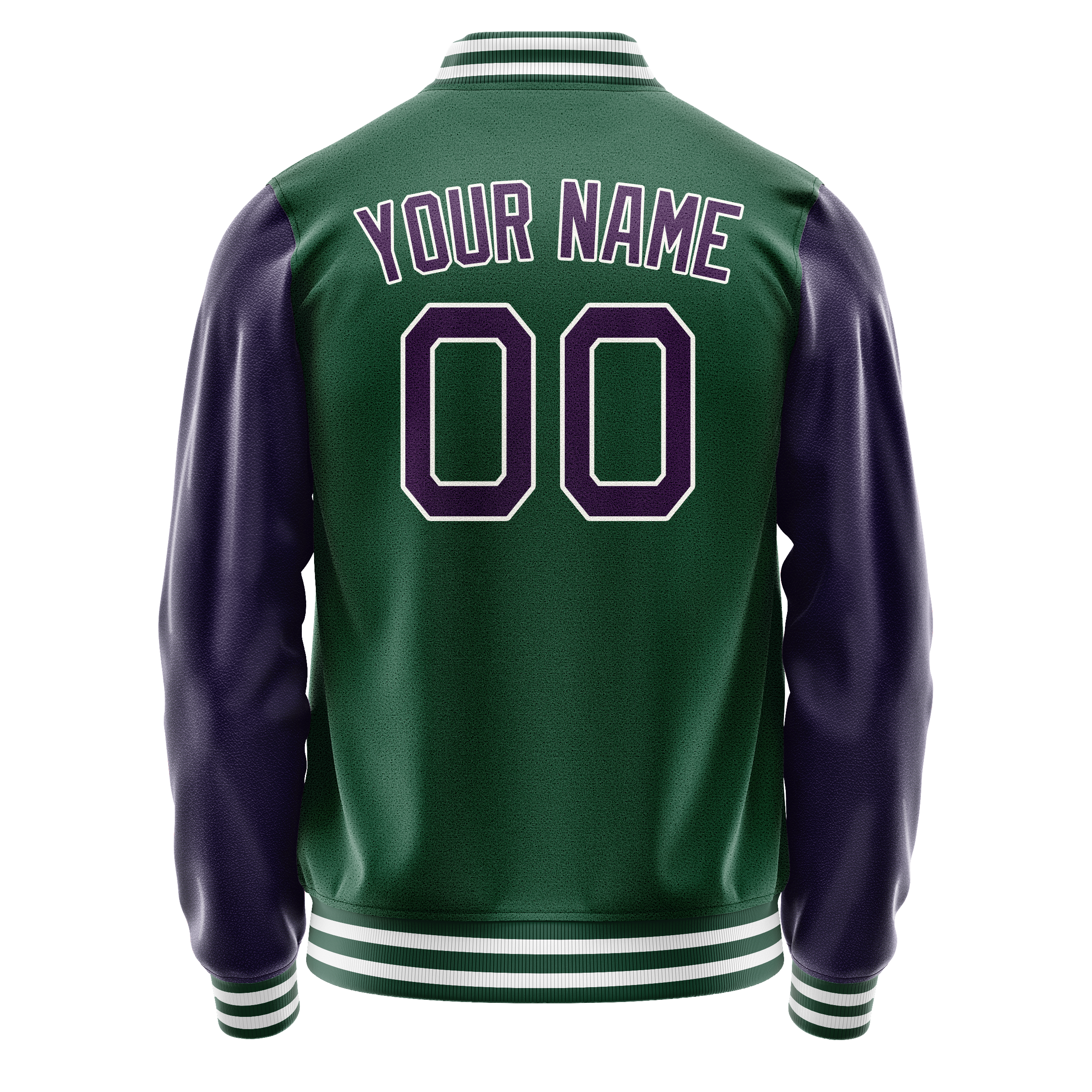 Custom Kelly-Green Purple Solid Color Varsity Letterman Jacket JA02240617ZF229