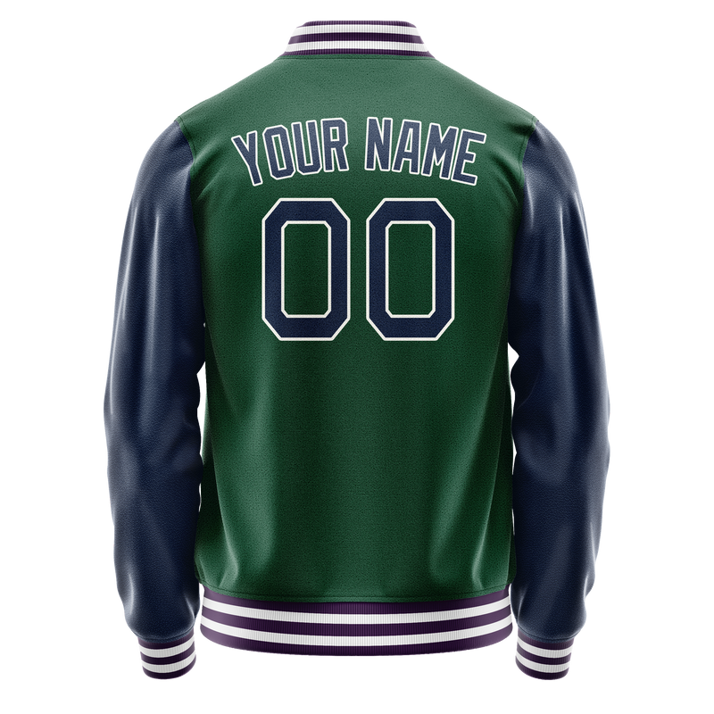 Custom Kelly-Green Navy Solid Color Varsity Letterman Jacket JA02240617ZF212