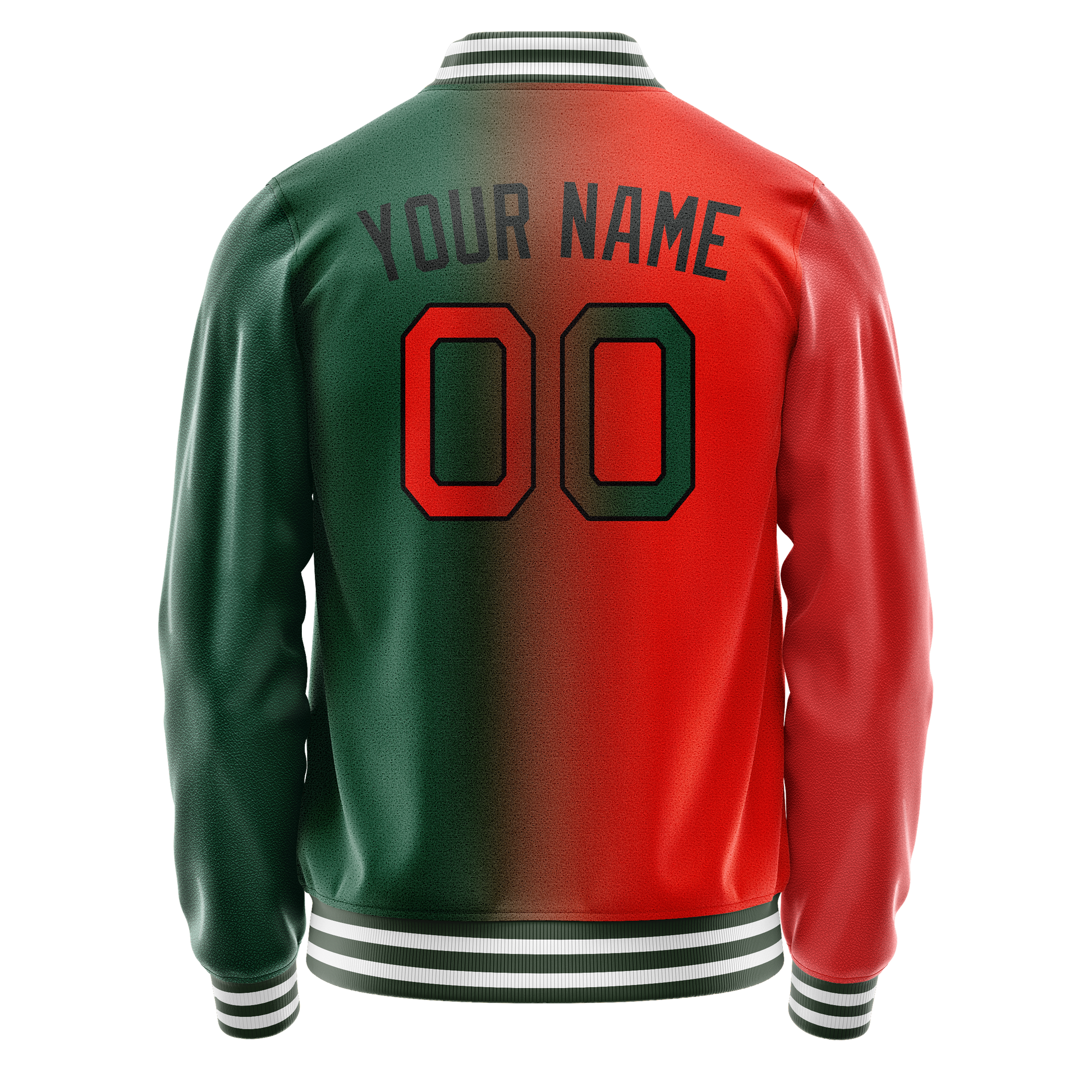 Custom Kelly-Green Orange Gradient Varsity Letterman Jacket JA02240617ZF223