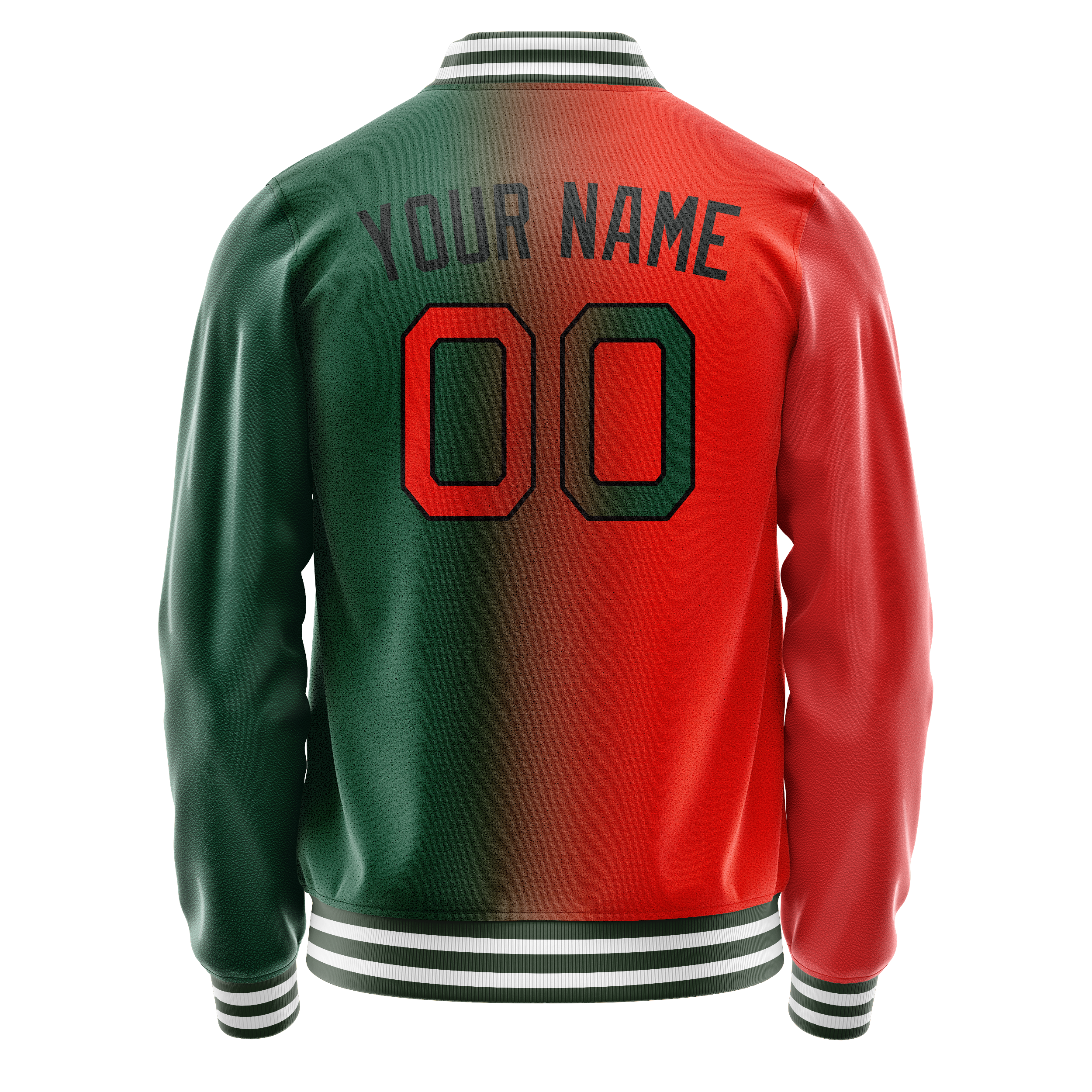 Custom Kelly-Green Orange Gradient Varsity Letterman Jacket JA02240617ZF223