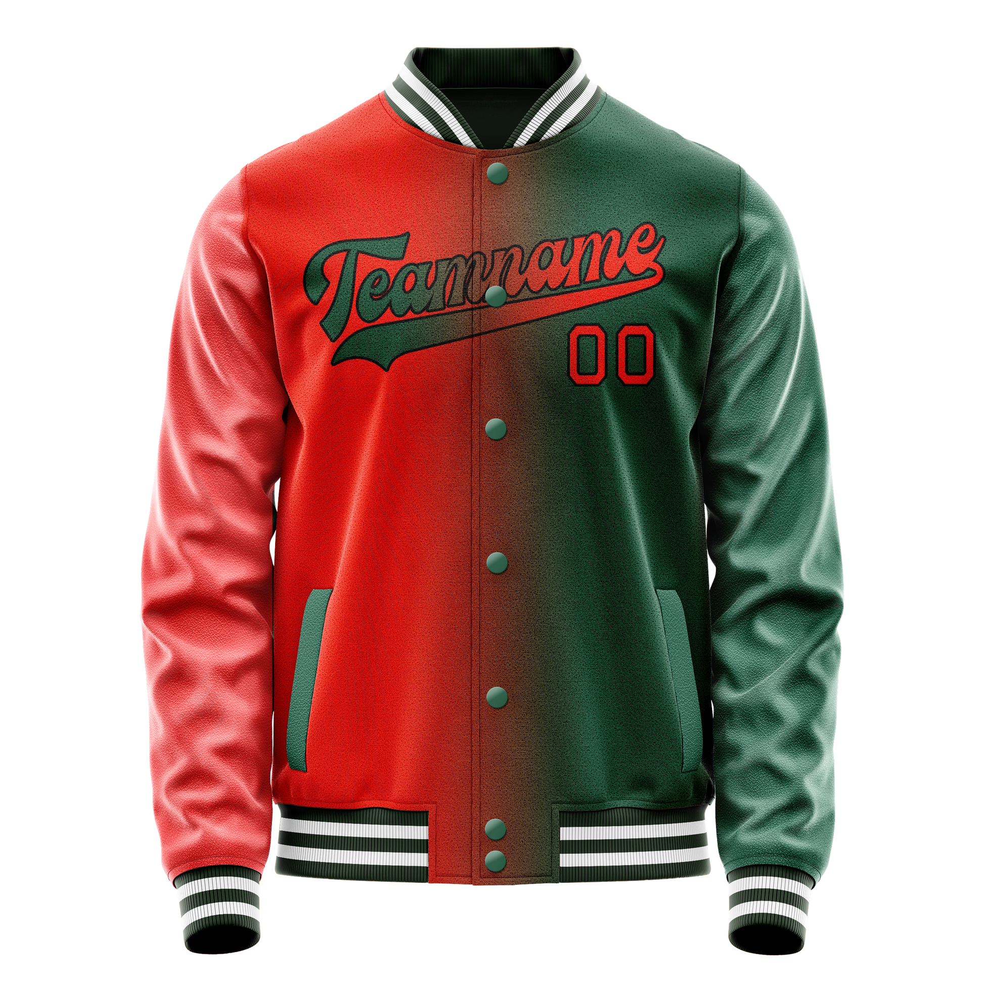 Custom Kelly-Green Orange Gradient Varsity Letterman Jacket JA02240617ZF223