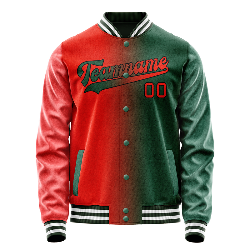 Custom Kelly-Green Orange Gradient Varsity Letterman Jacket JA02240617ZF223