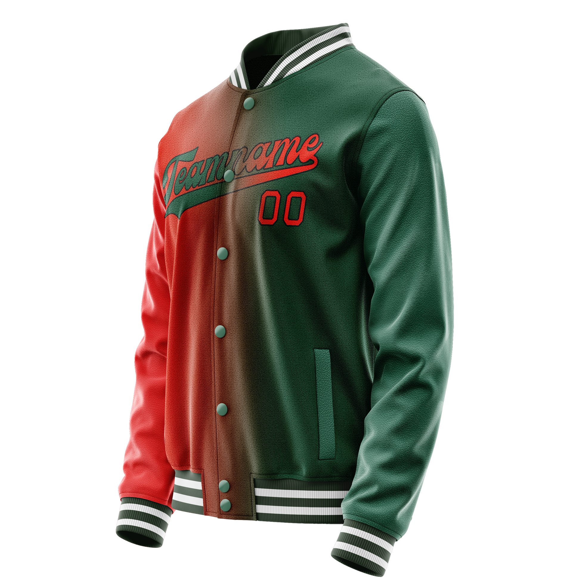Custom Kelly-Green Orange Gradient Varsity Letterman Jacket JA02240617ZF223