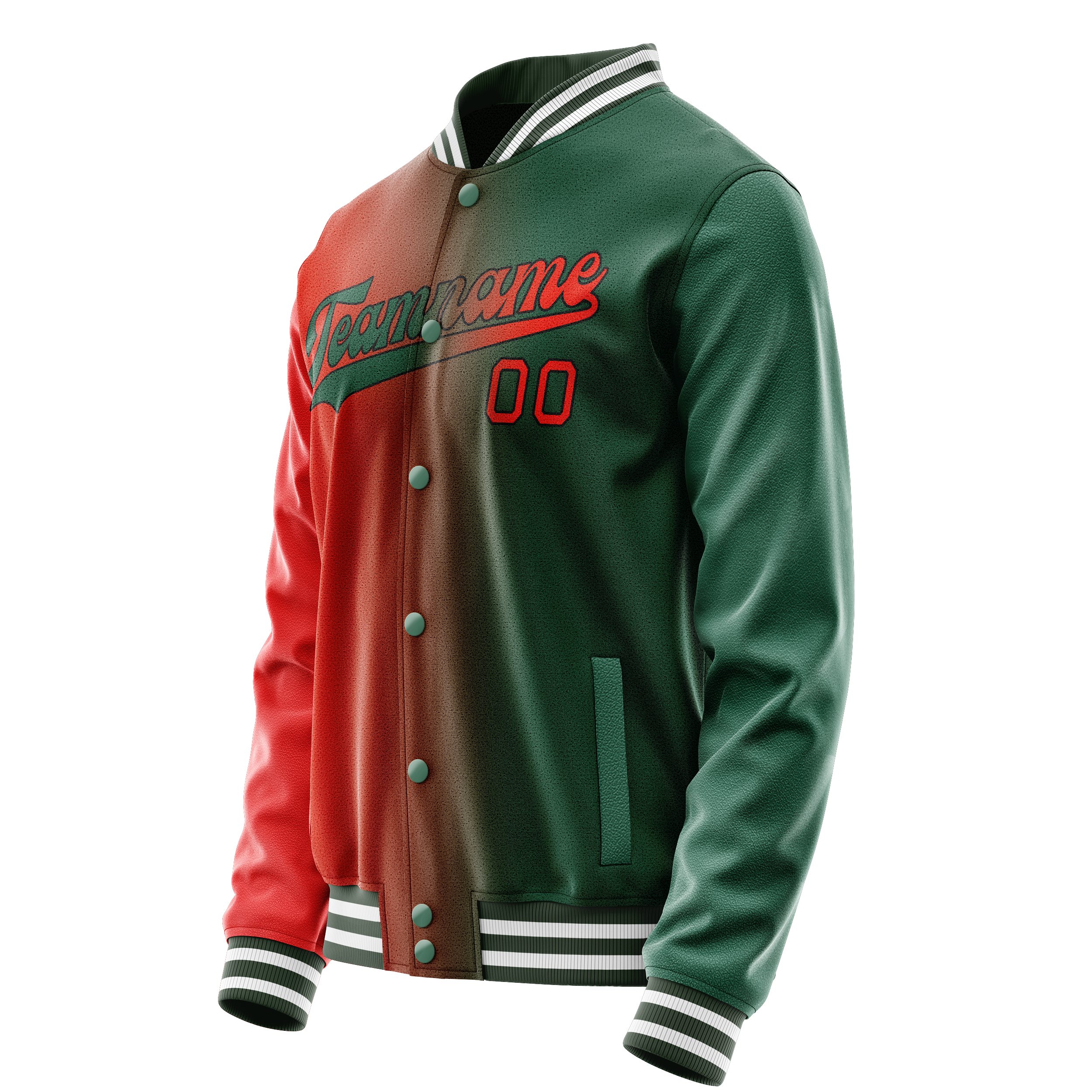 Custom Kelly-Green Orange Gradient Varsity Letterman Jacket JA02240617ZF223
