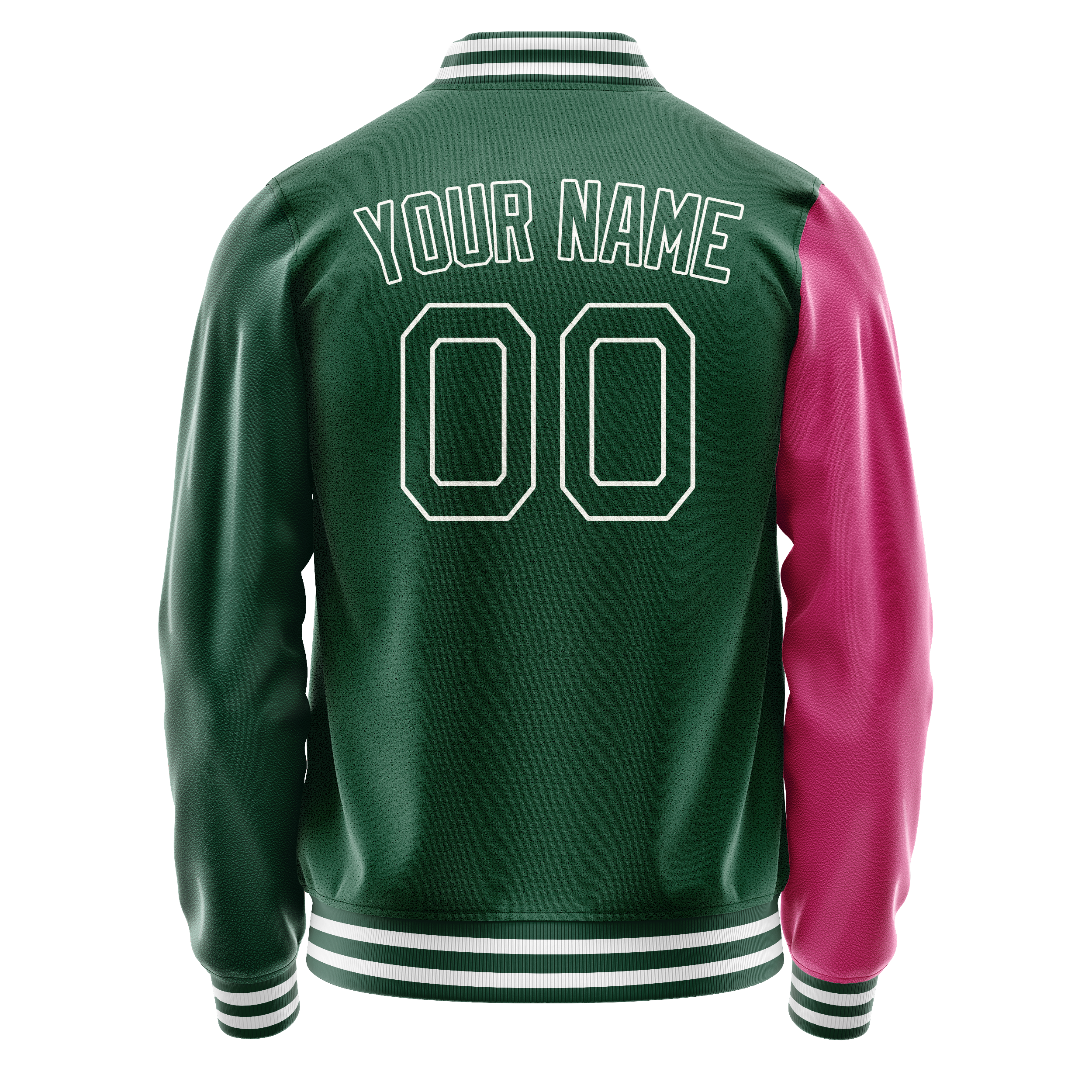 Custom Kelly-Green Pink Split Varsity Letterman Jacket JA02240617ZF208