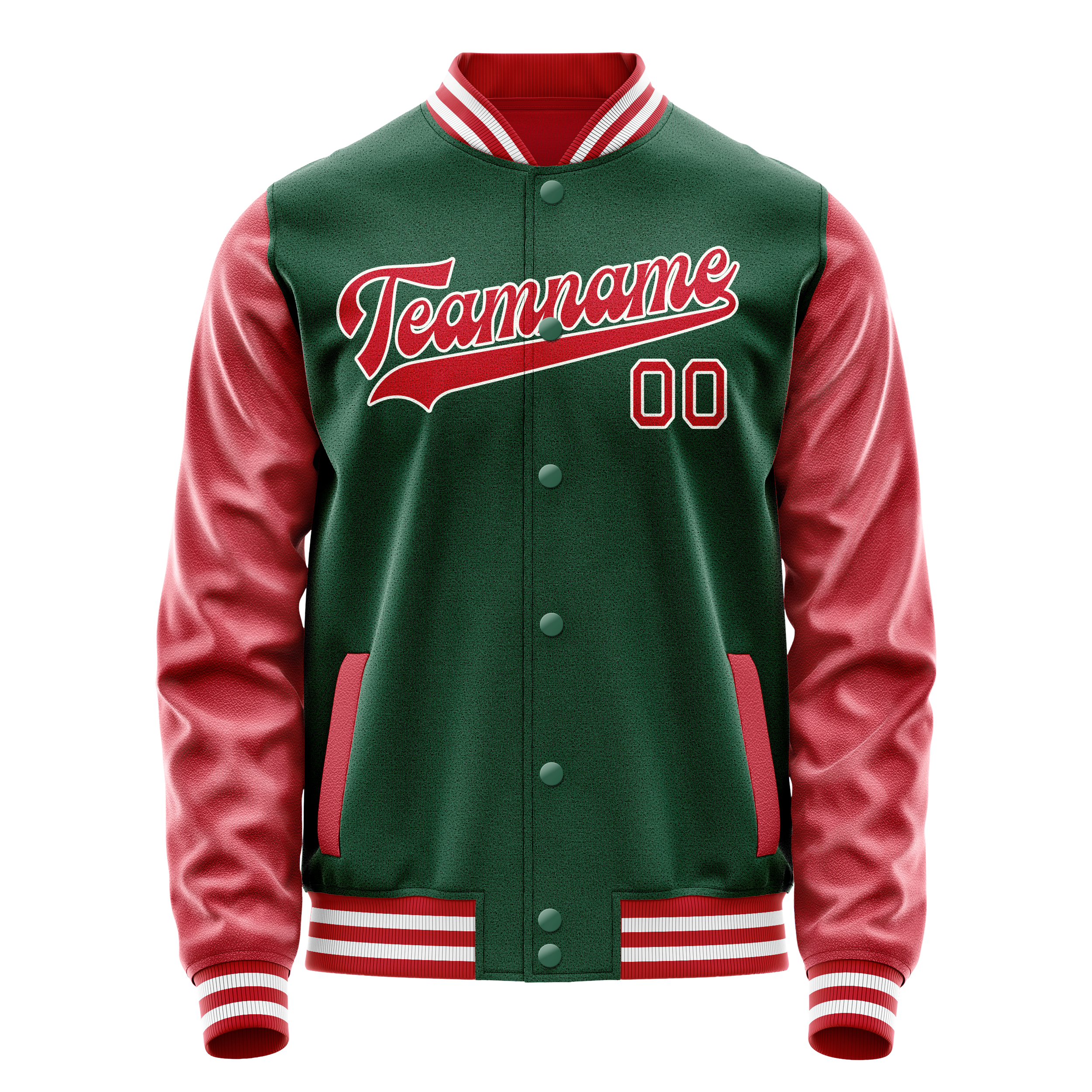 Custom Kelly-Green Texas-Orange Solid Color Varsity Letterman Jacket JA02240617ZF209