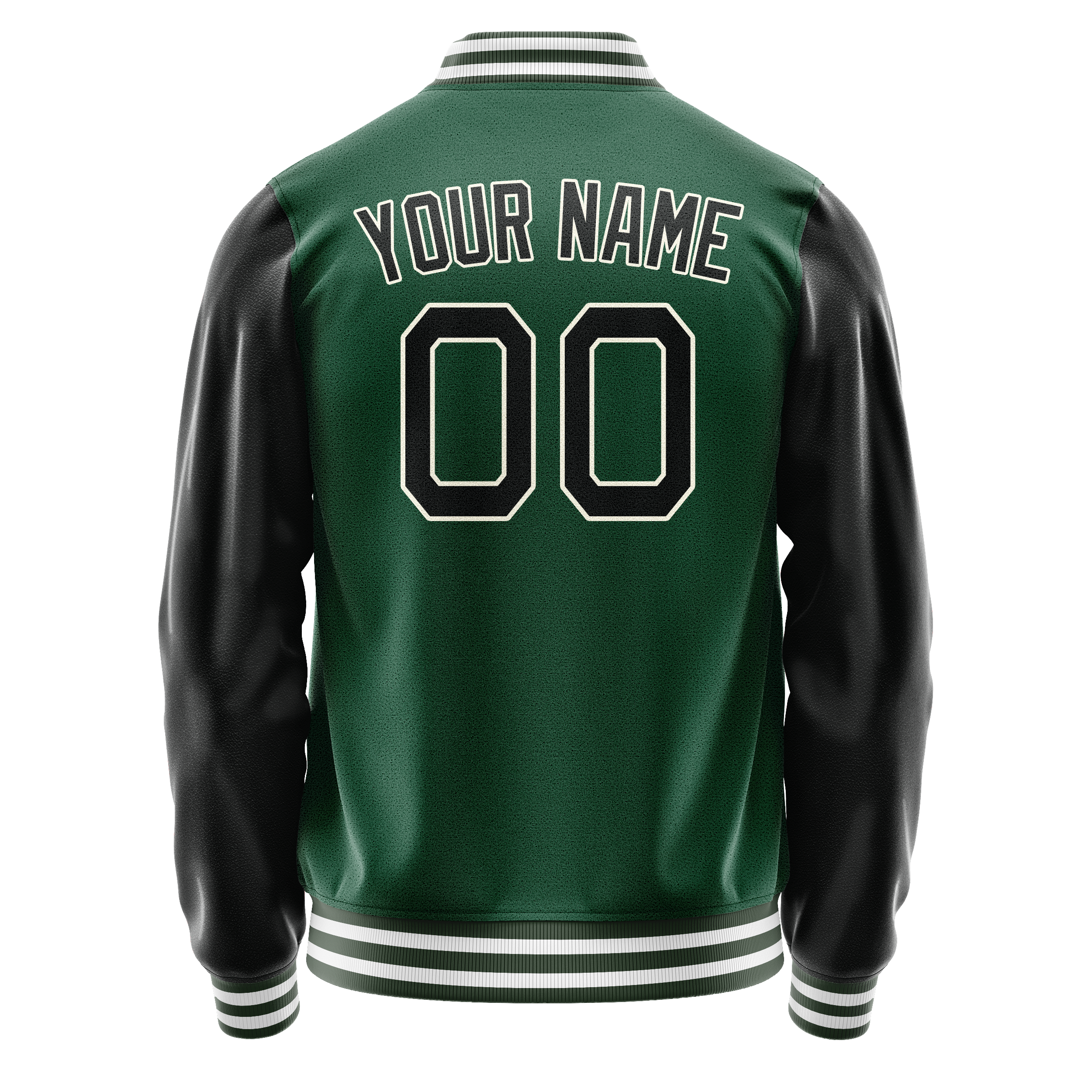 Custom Kelly-Green Black Solid Color Varsity Letterman Jacket JA02240617ZF226