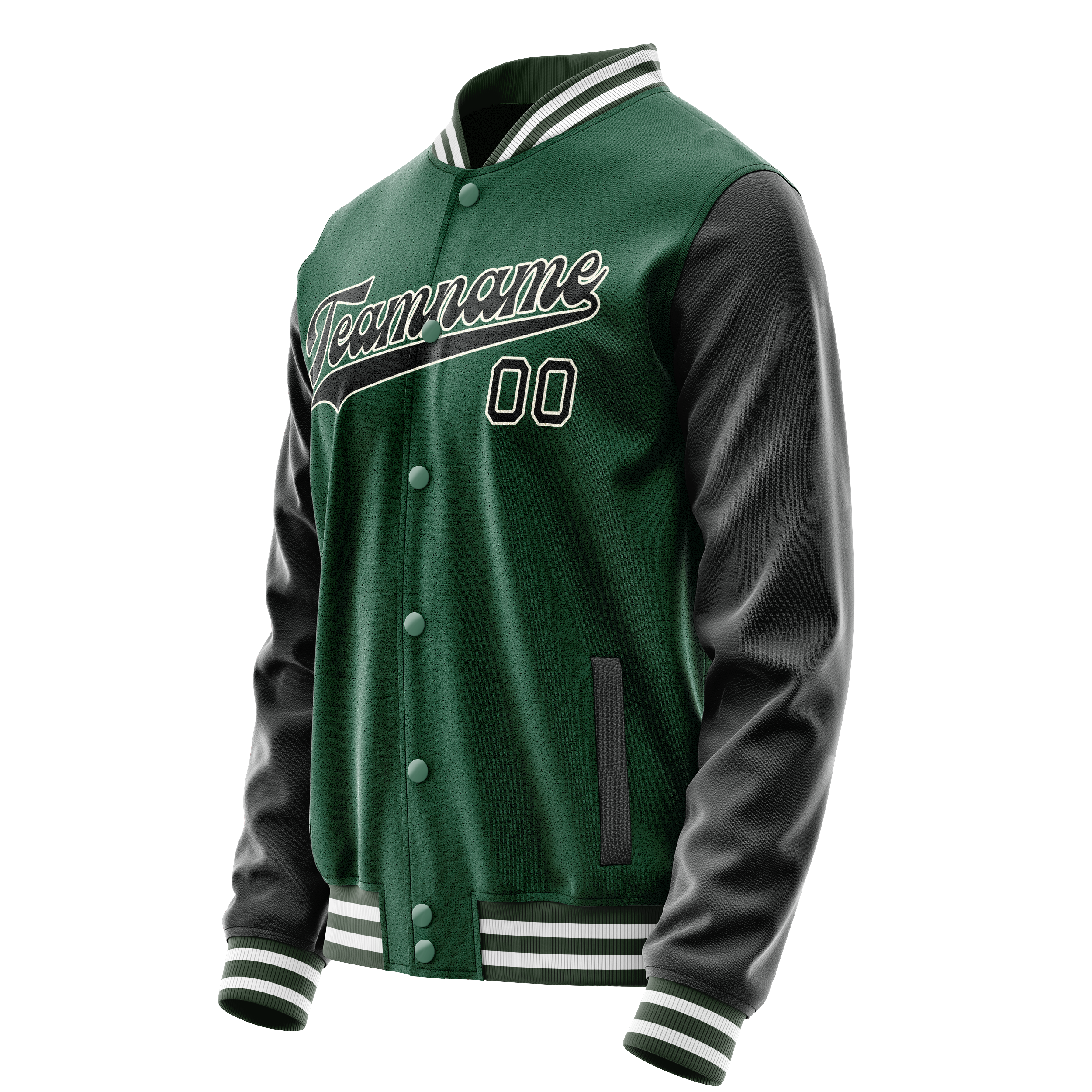 Custom Kelly-Green Black Solid Color Varsity Letterman Jacket JA02240617ZF226