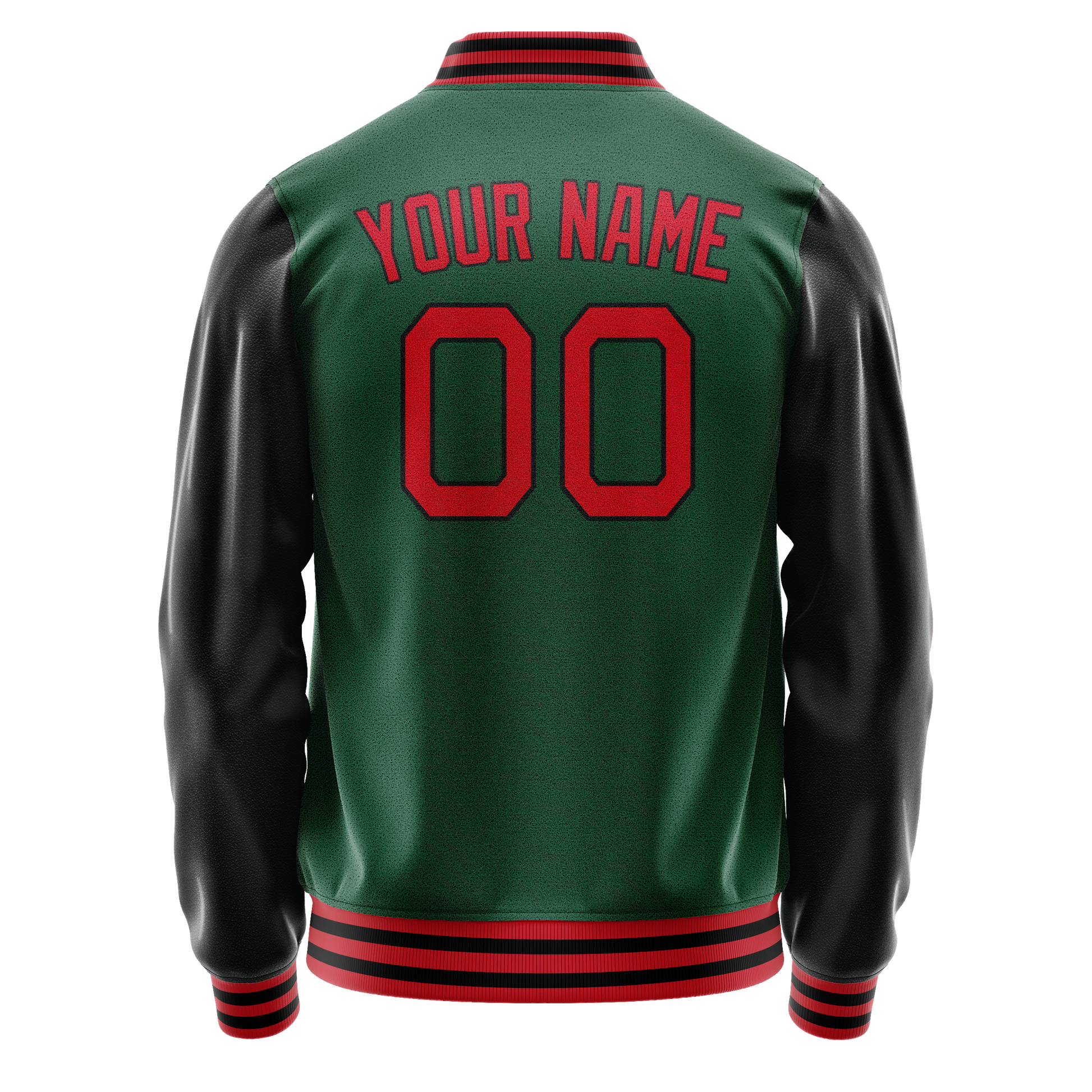 Custom Kelly-Green Black Solid Color Varsity Letterman Jacket JA02240617ZF234