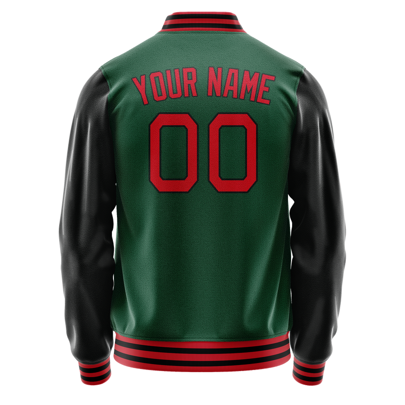 Custom Kelly-Green Black Solid Color Varsity Letterman Jacket JA02240617ZF234