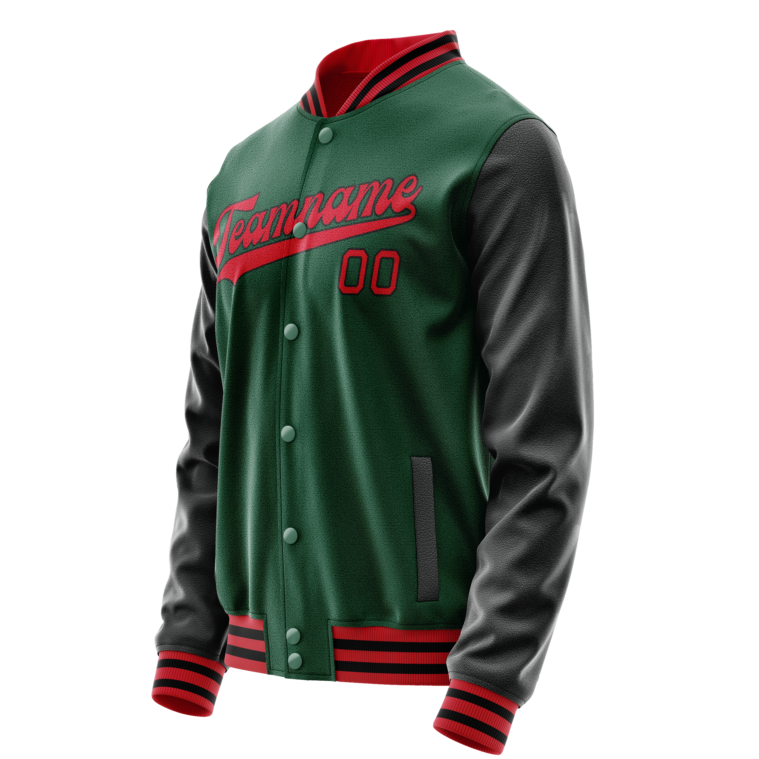 Custom Kelly-Green Black Solid Color Varsity Letterman Jacket JA02240617ZF234