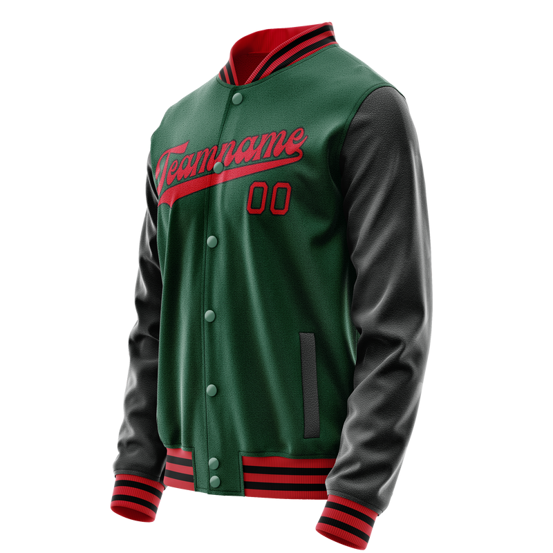 Custom Kelly-Green Black Solid Color Varsity Letterman Jacket JA02240617ZF234