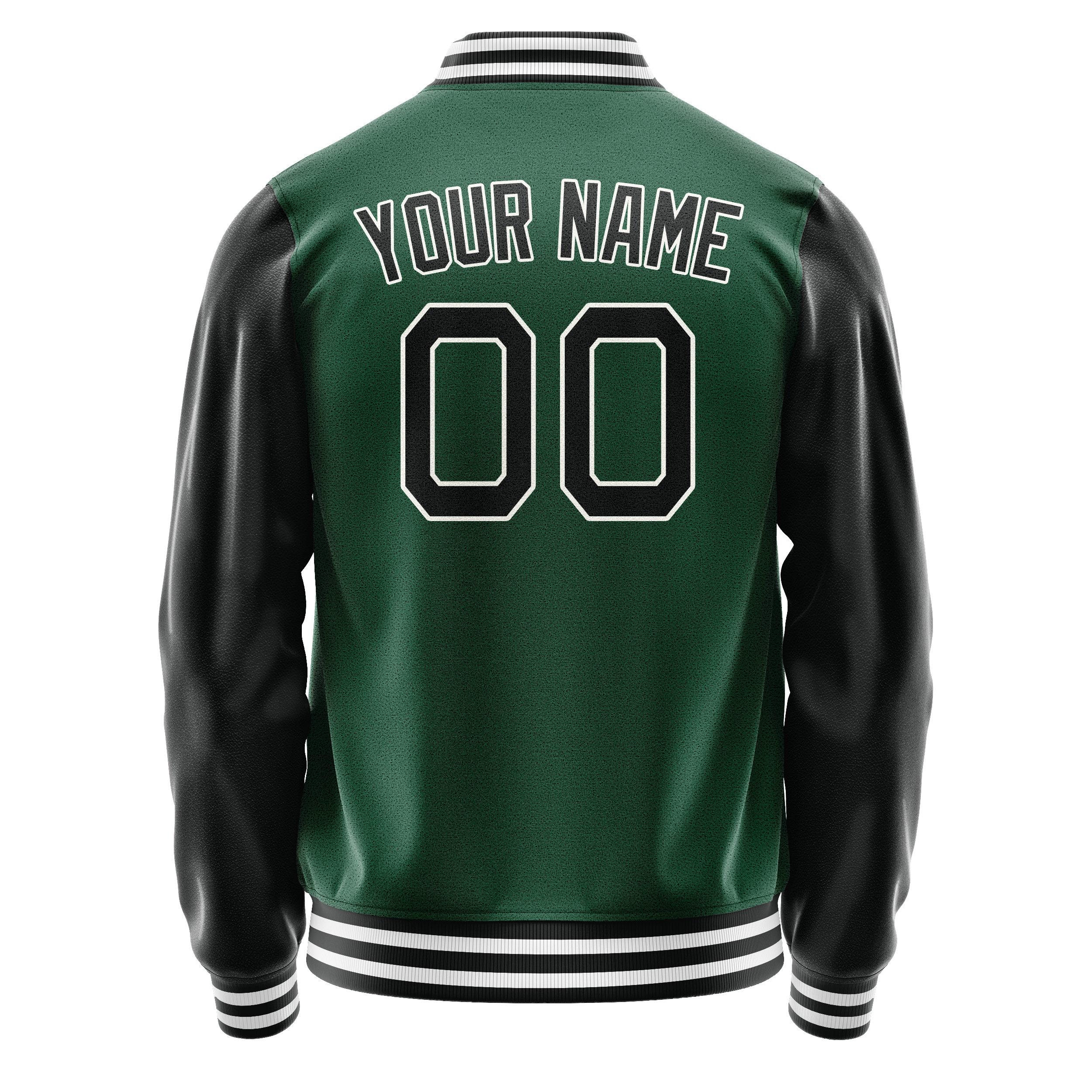 Custom Kelly-Green Black Solid Color Varsity Letterman Jacket JA02240617ZF207