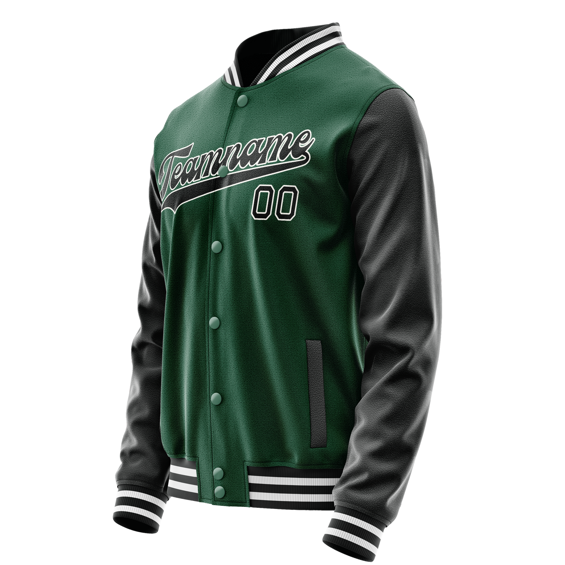 Custom Kelly-Green Black Solid Color Varsity Letterman Jacket JA02240617ZF207
