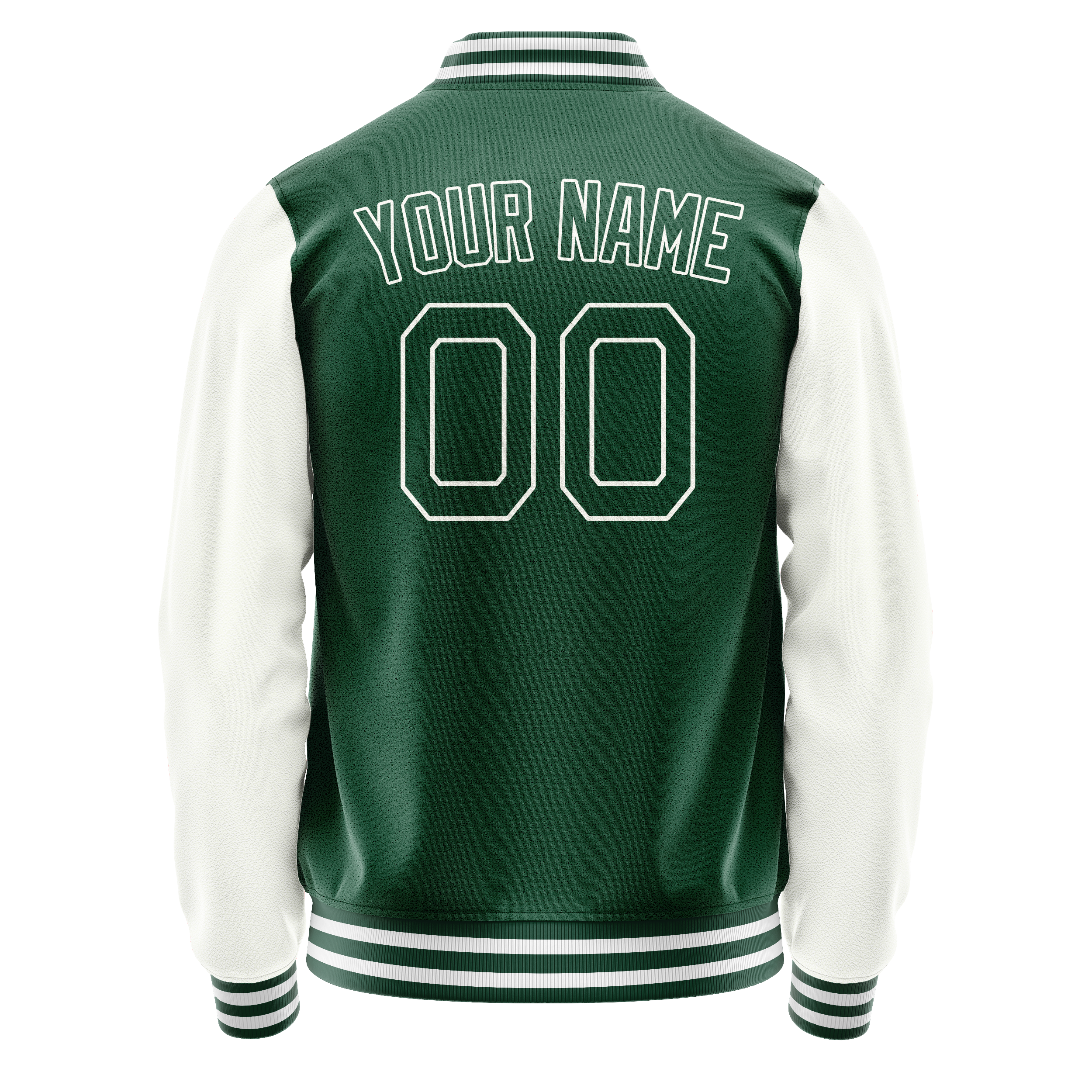 Custom Kelly-Green White Solid Color Varsity Letterman Jacket JA02240617ZF233