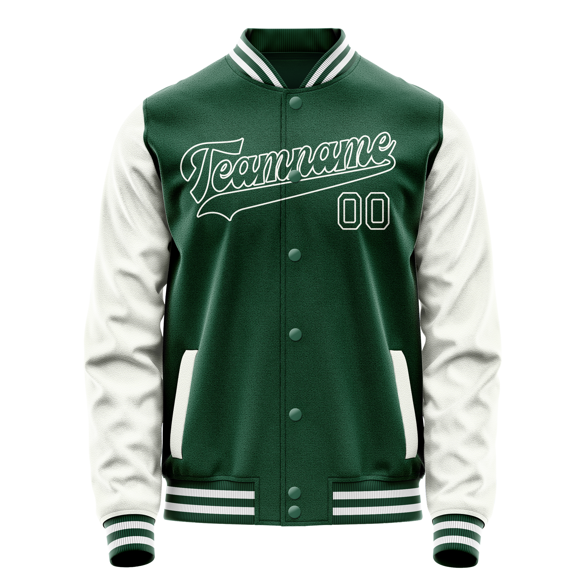 Custom Kelly-Green White Solid Color Varsity Letterman Jacket JA02240617ZF233